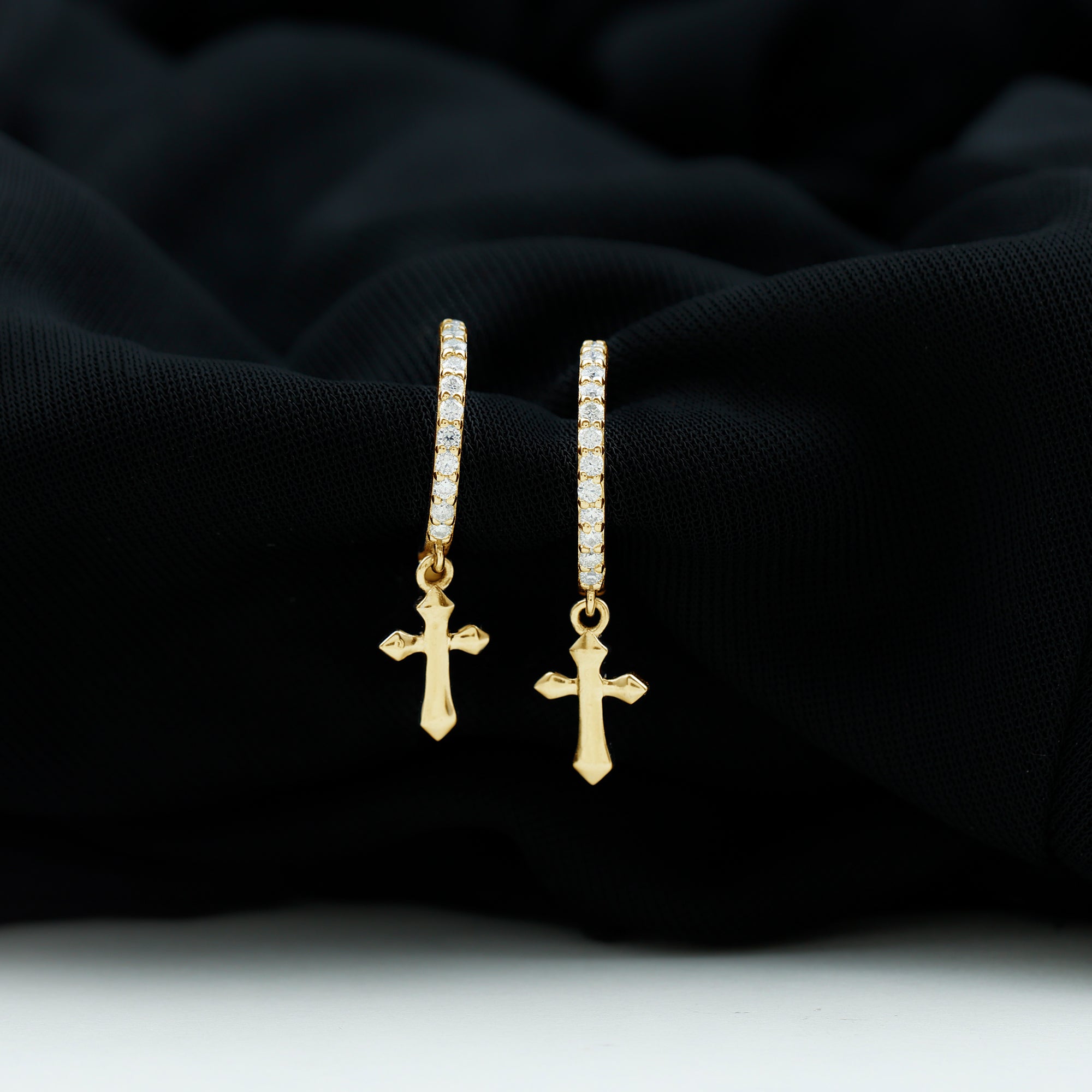Lab Grown Diamond Holy Cross Hoop Drop Earrings For Women