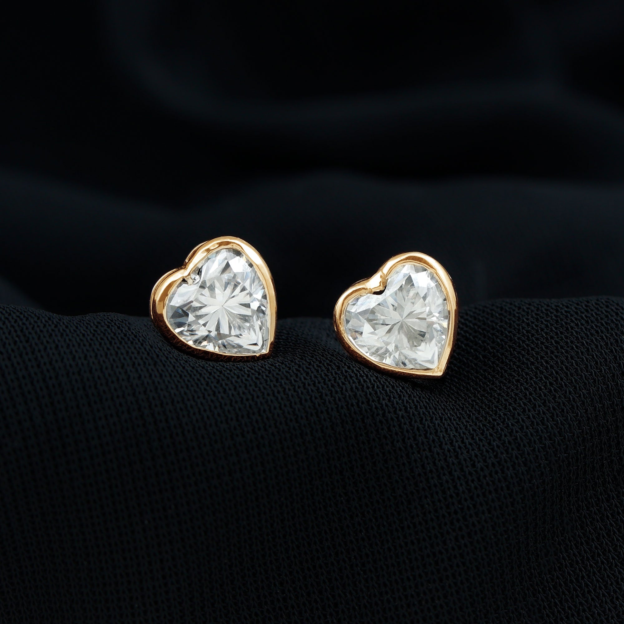 Certified Bezel Set 2.5 Carat Lab Grown Diamond Heart Earrings