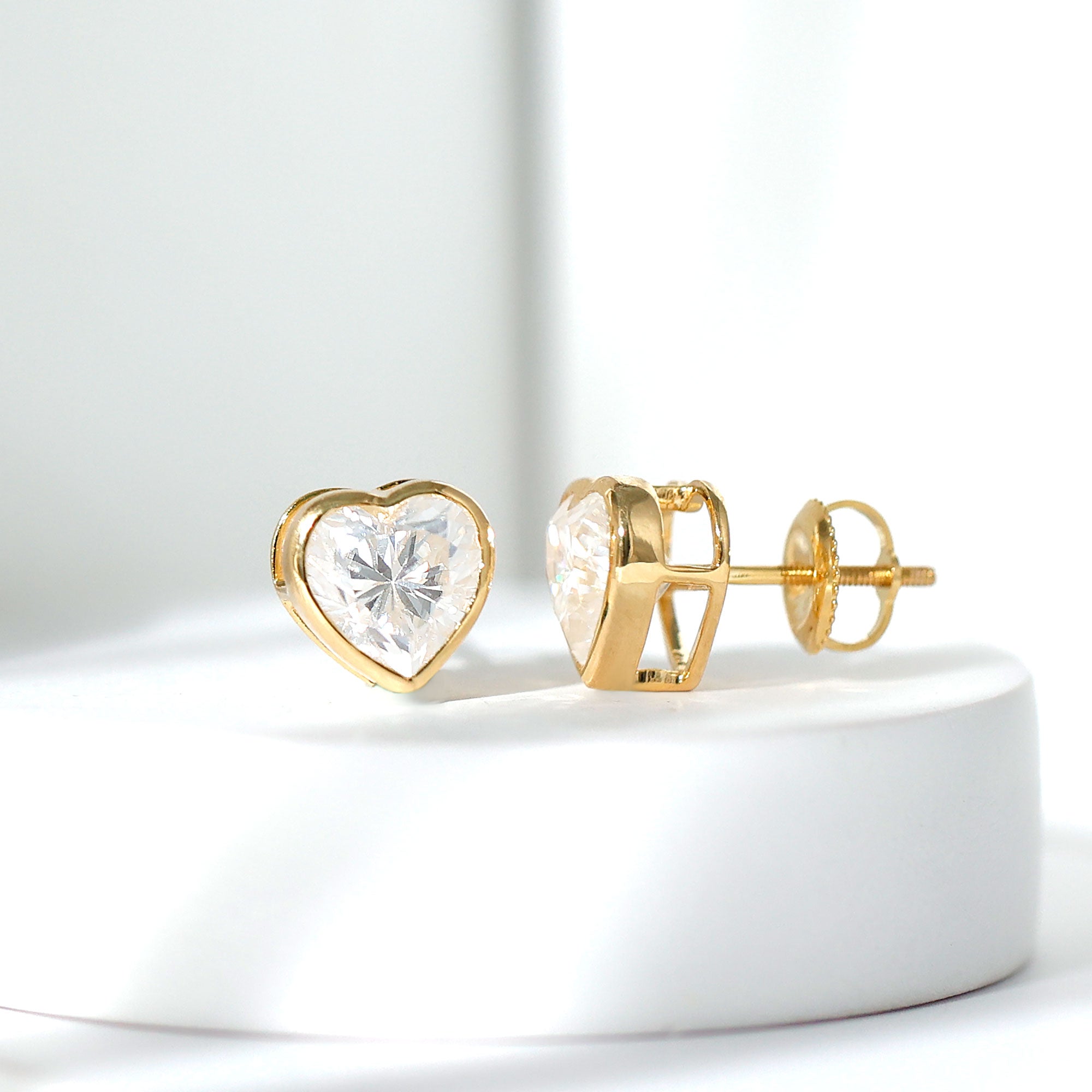 Certified Bezel Set 2.5 Carat Lab Grown Diamond Heart Earrings