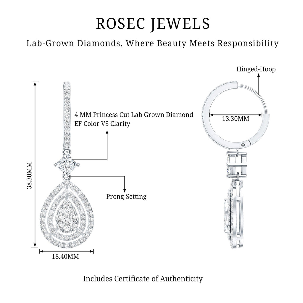 Certified Lab Created Diamond Wedding Earrings For Bride