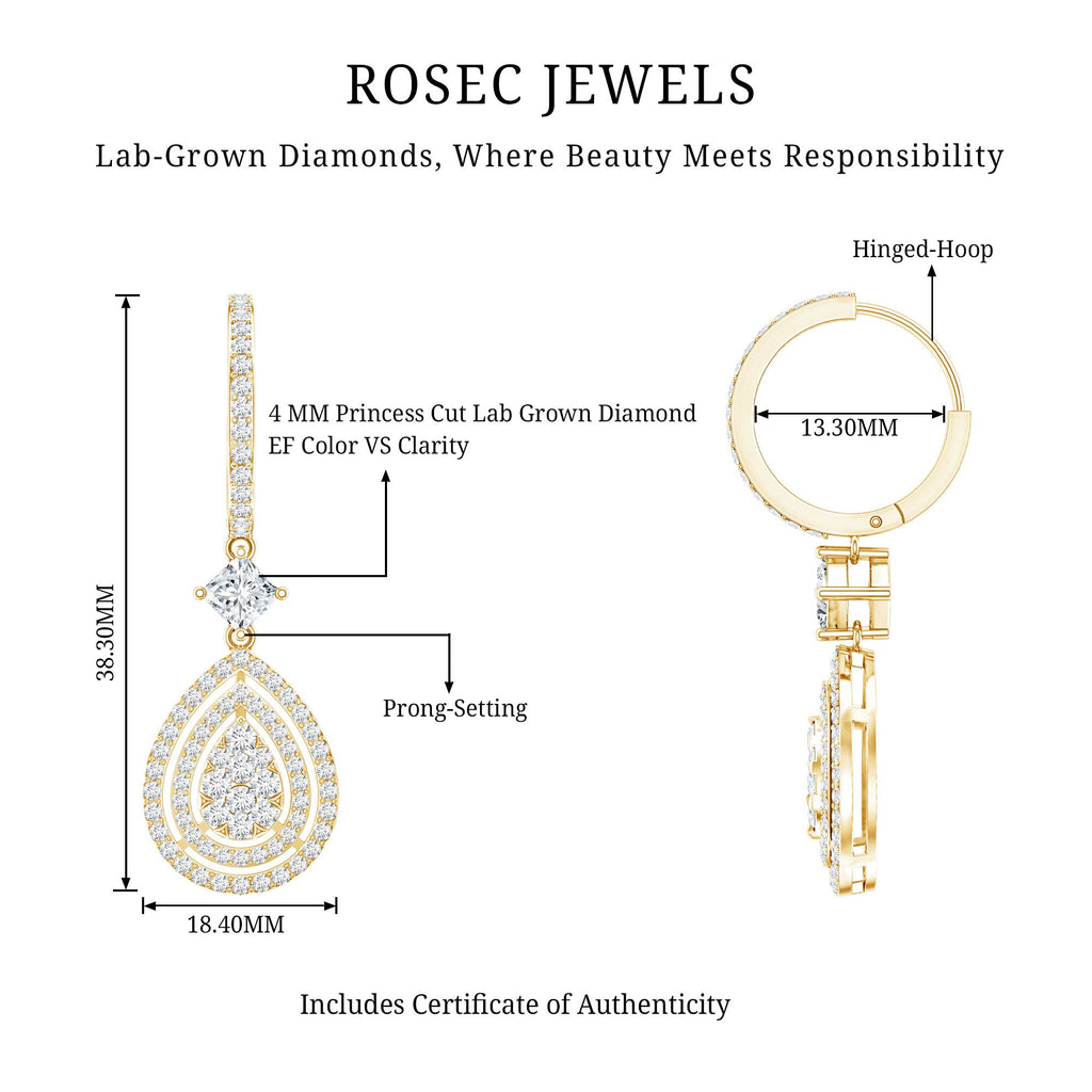 Certified Lab Created Diamond Wedding Earrings For Bride