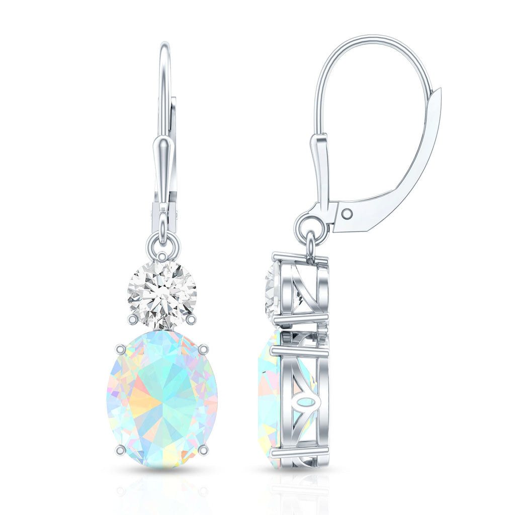 Certified Real 2.6 Carat Oval Ethiopian Opal Drop Earrings with Moissanite