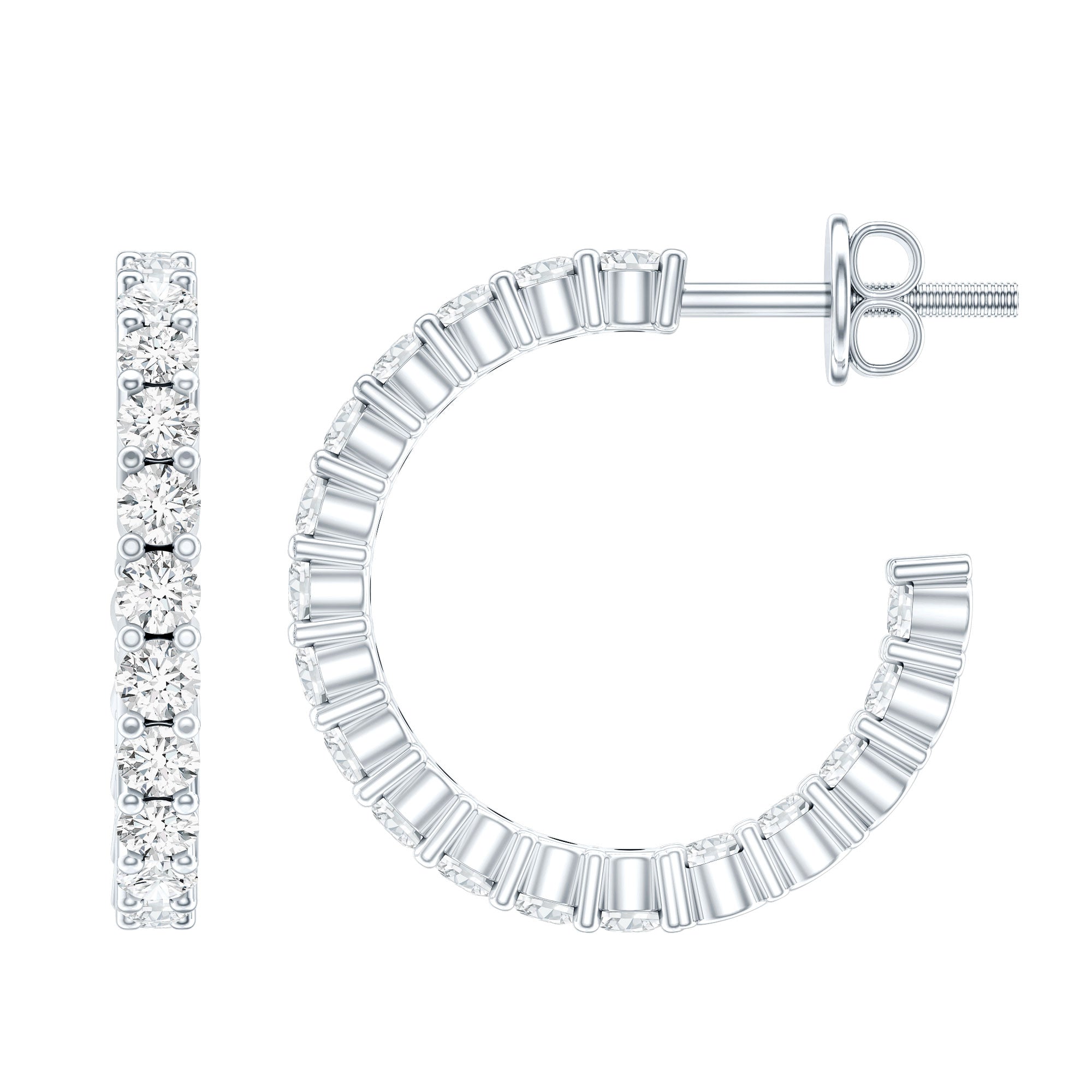 Lab Grown Diamond Hoop Earrings with Screw Back