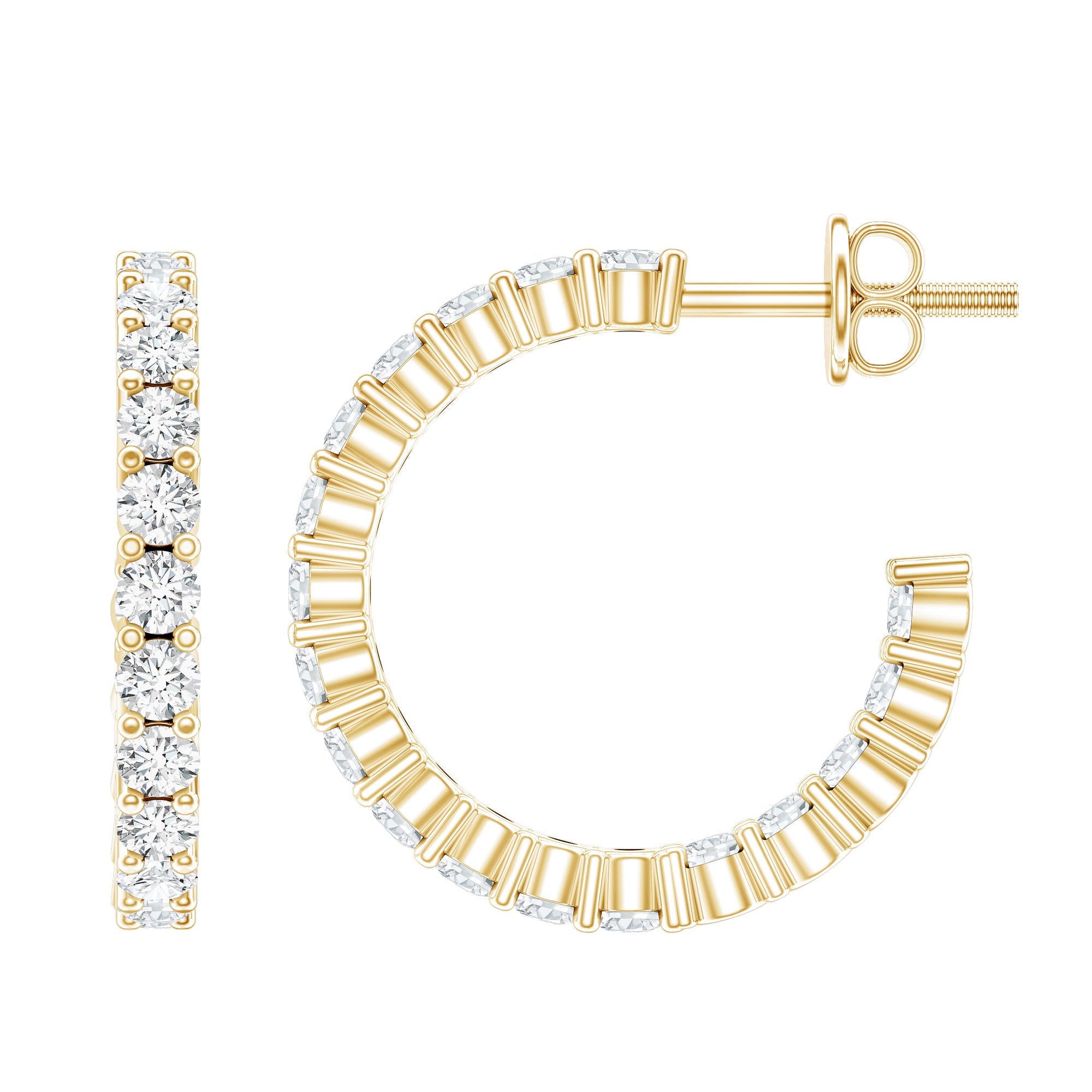 Lab Grown Diamond Hoop Earrings with Screw Back