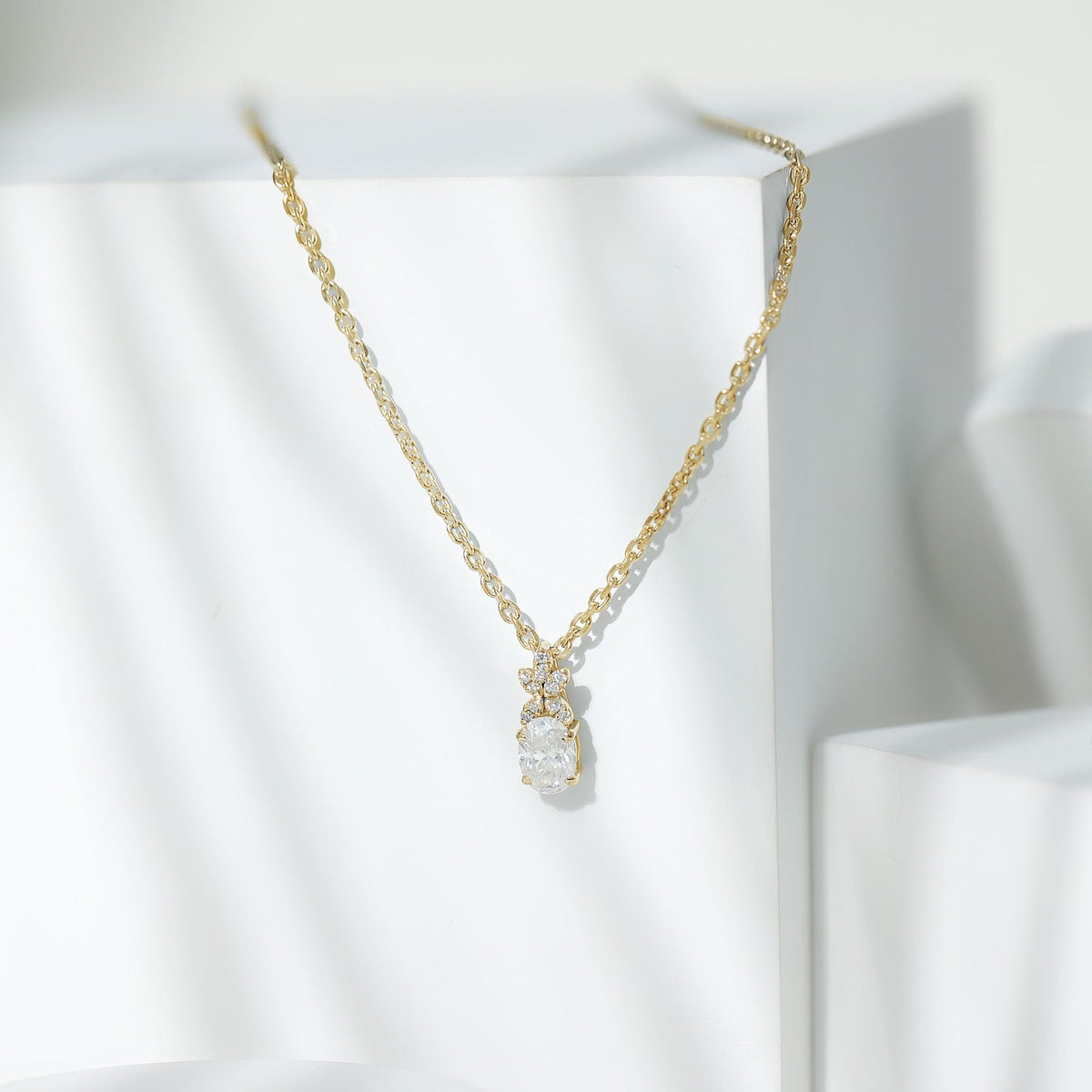 0.7 Carat Oval Shaped Lab Grown Diamond Flower Pendant
