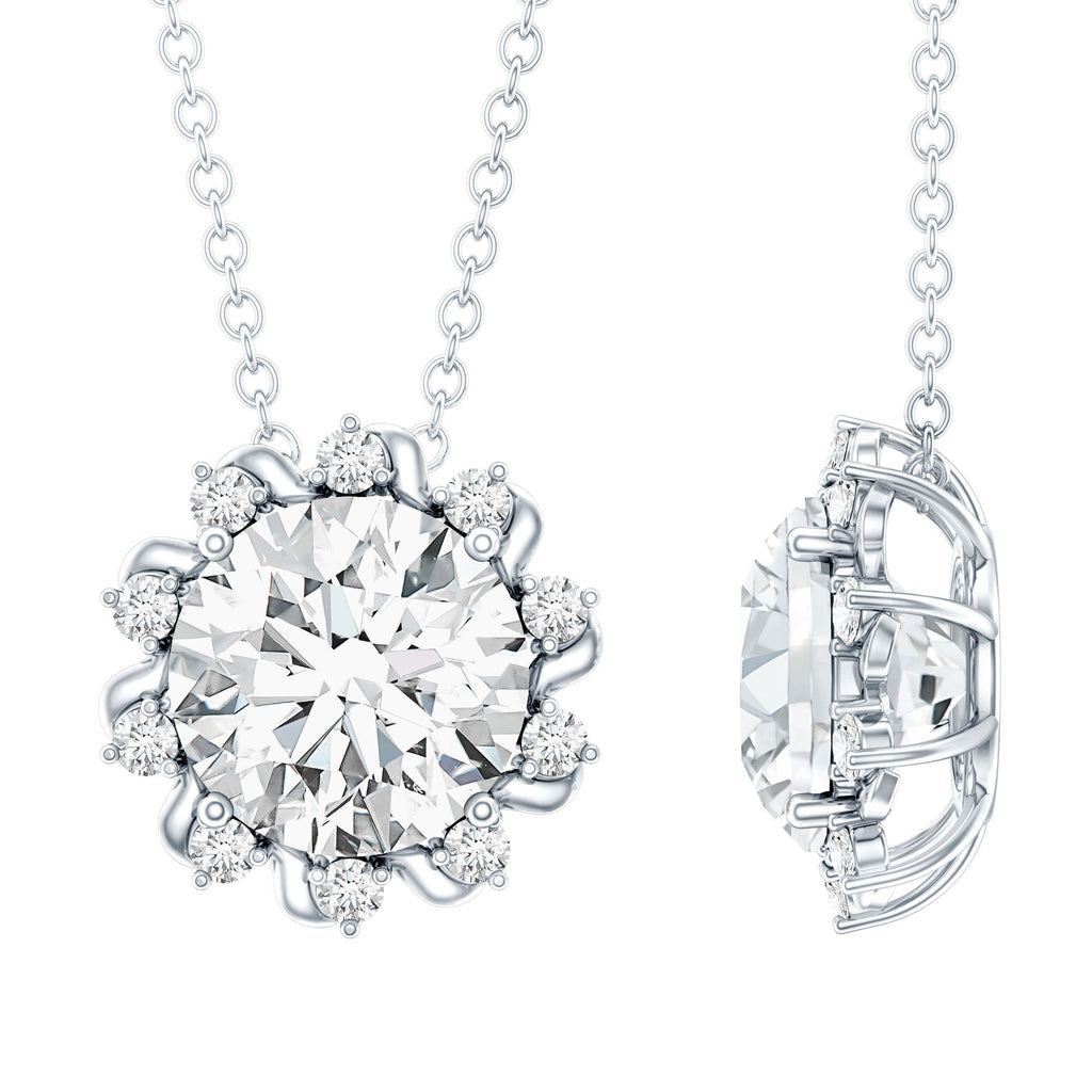 2 Carat Round Cut Lab Grown Diamond Starburst Necklace