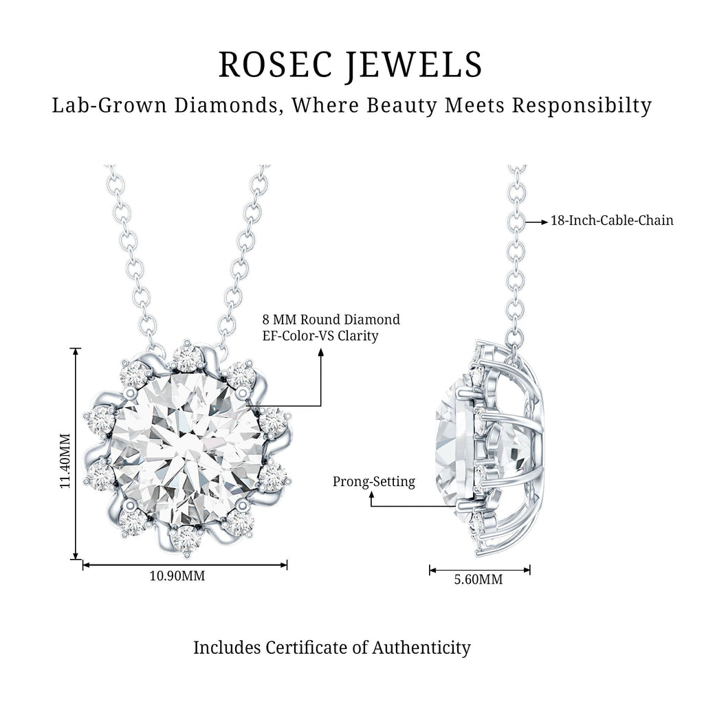 2 Carat Round Cut Lab Grown Diamond Starburst Necklace