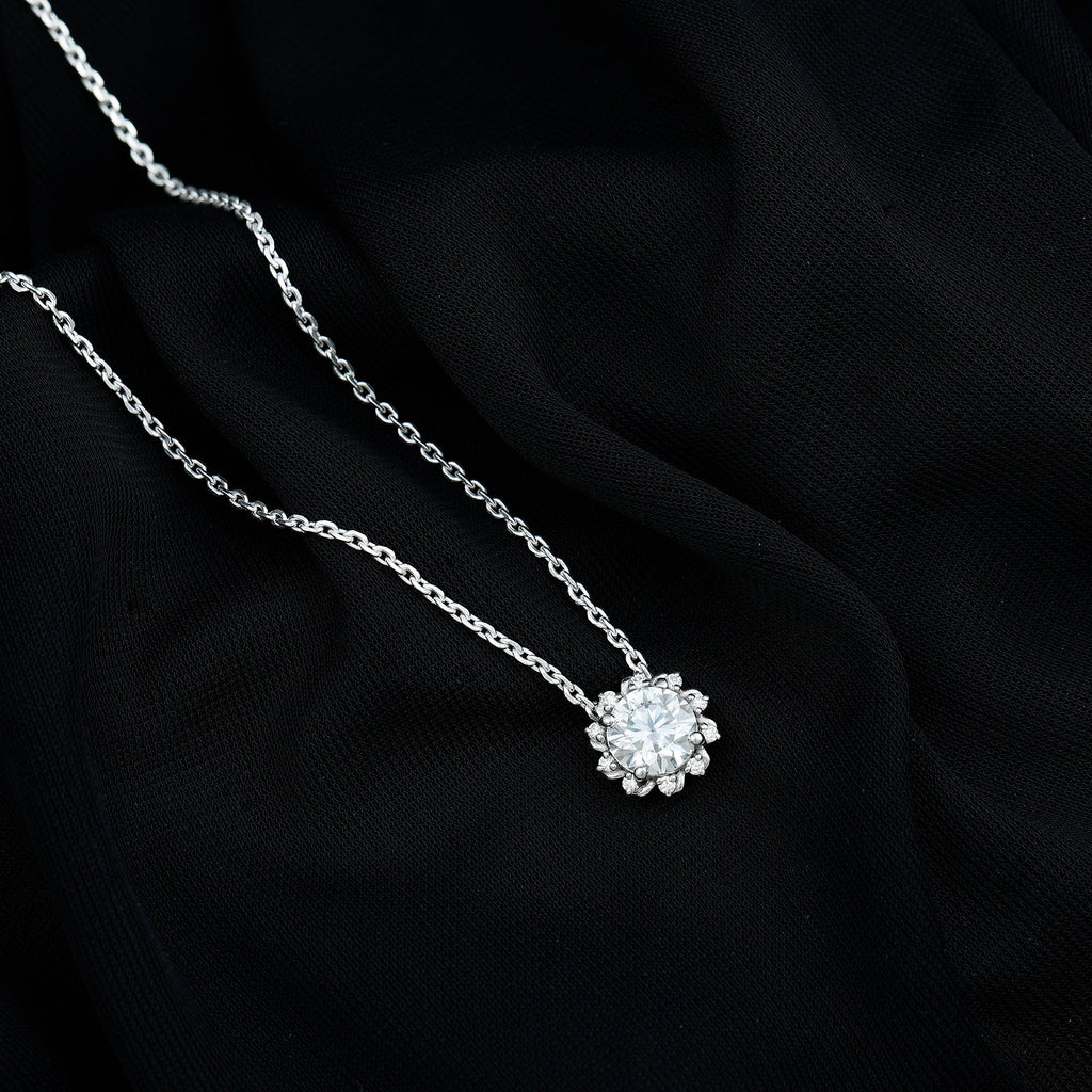 2 Carat Round Cut Lab Grown Diamond Starburst Necklace