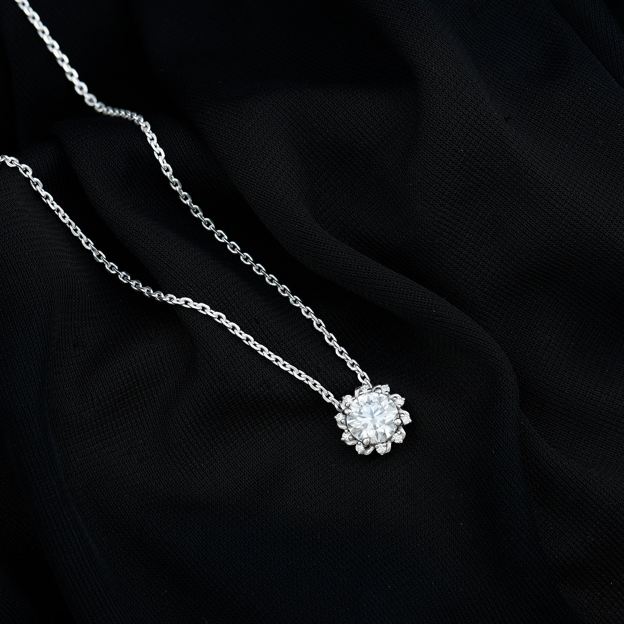 2 Carat Round Cut Lab Grown Diamond Starburst Necklace