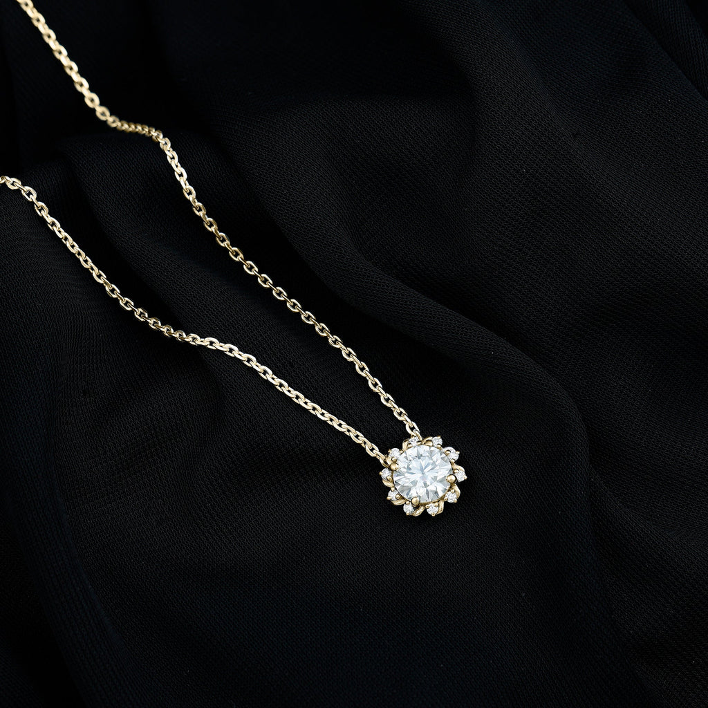 2 Carat Round Cut Lab Grown Diamond Starburst Necklace