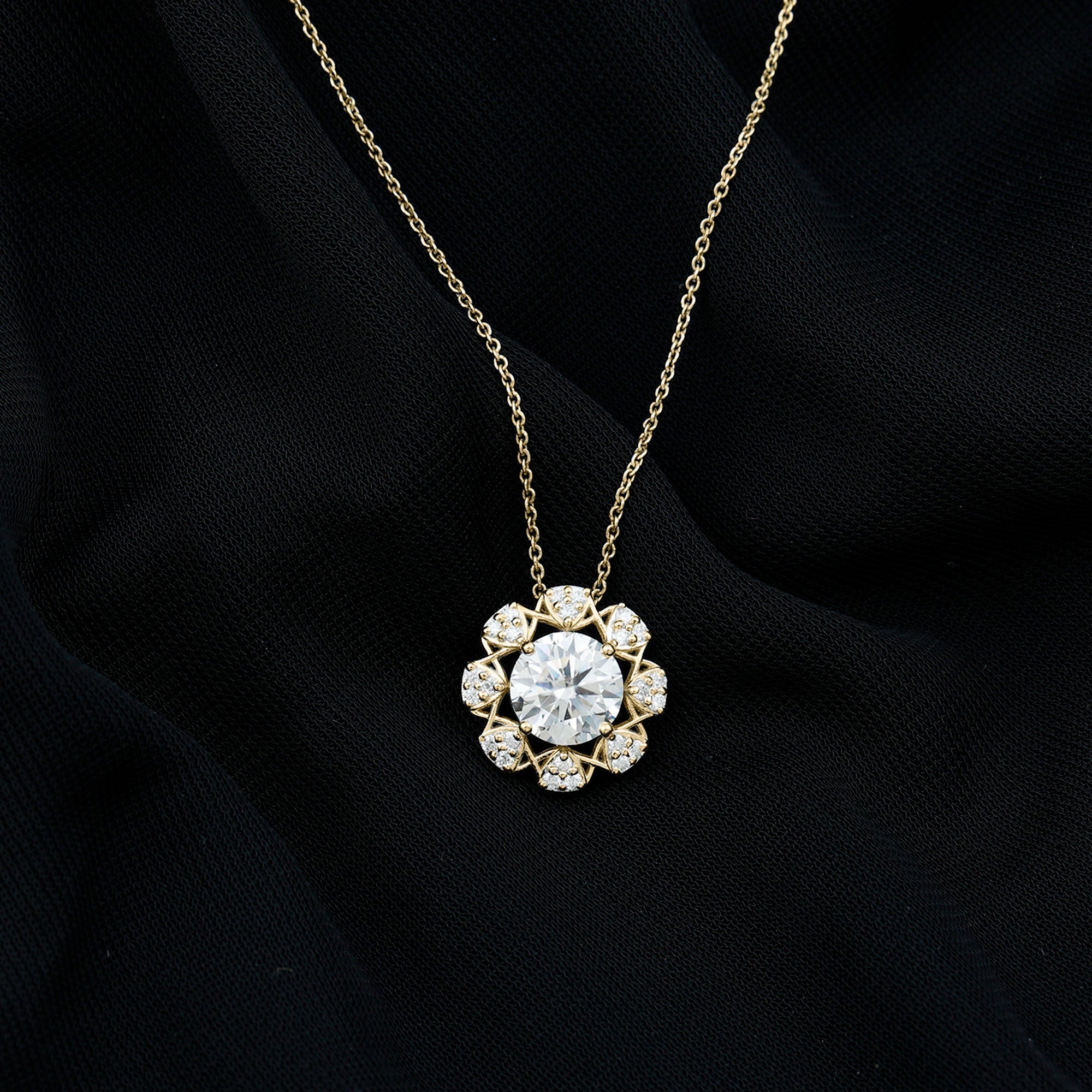 Certified 2 Carat Lab Grown Diamond Designer Solitaire Necklace