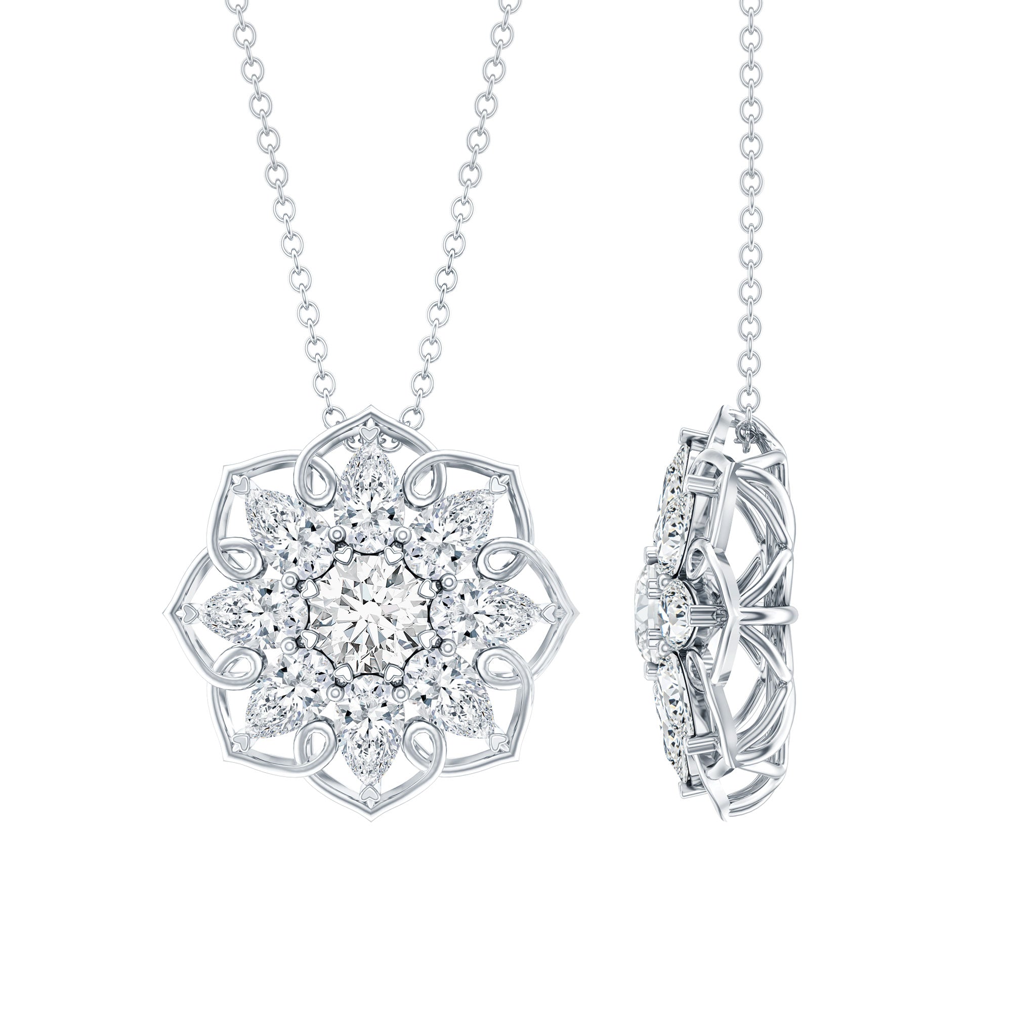 Lab Grown Diamond Statement Flower Necklace