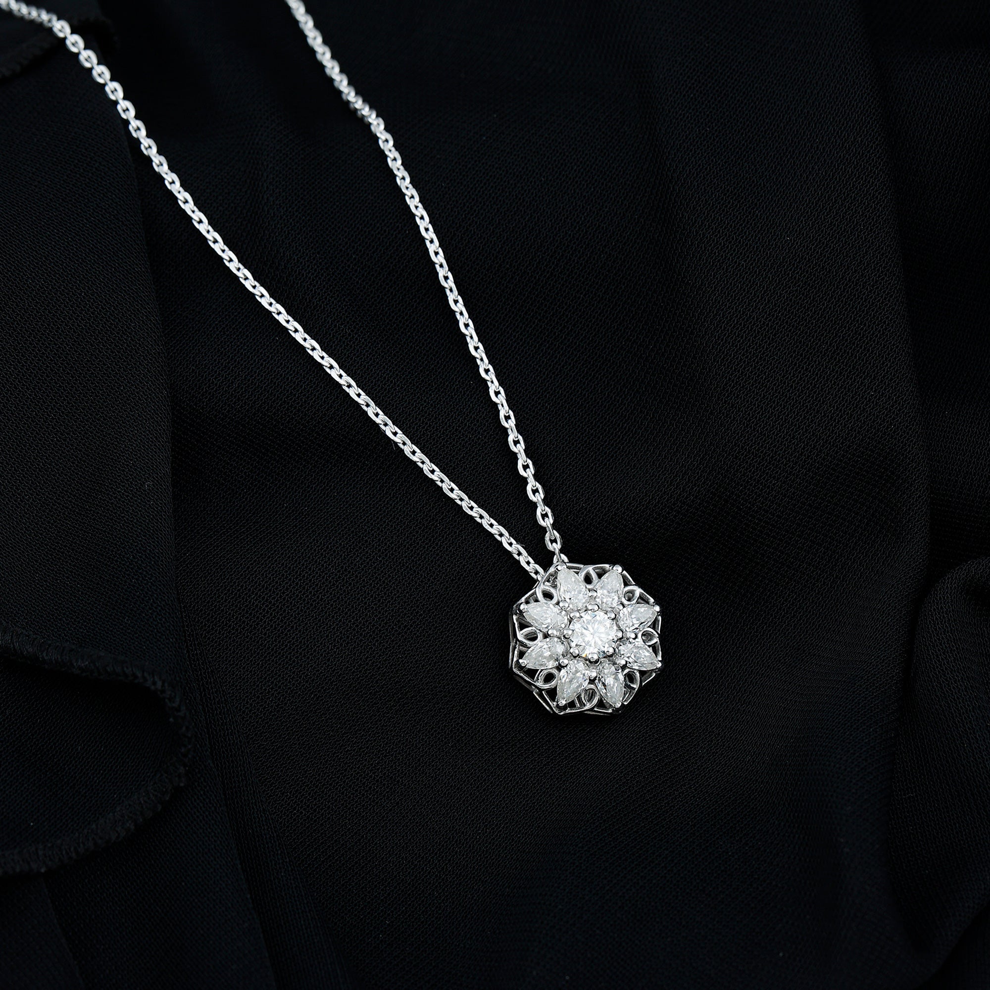 Lab Grown Diamond Statement Flower Necklace