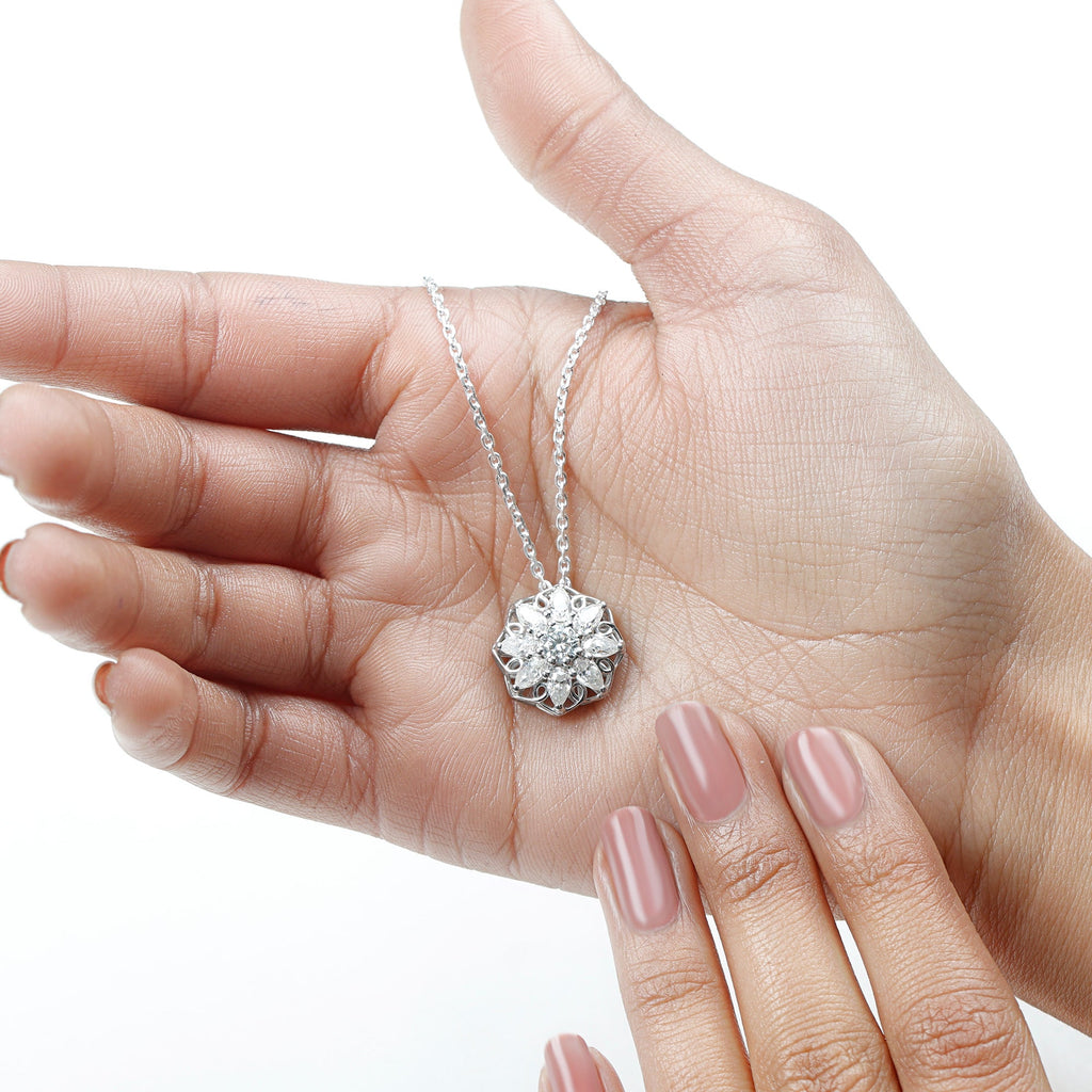 Lab Grown Diamond Statement Flower Necklace