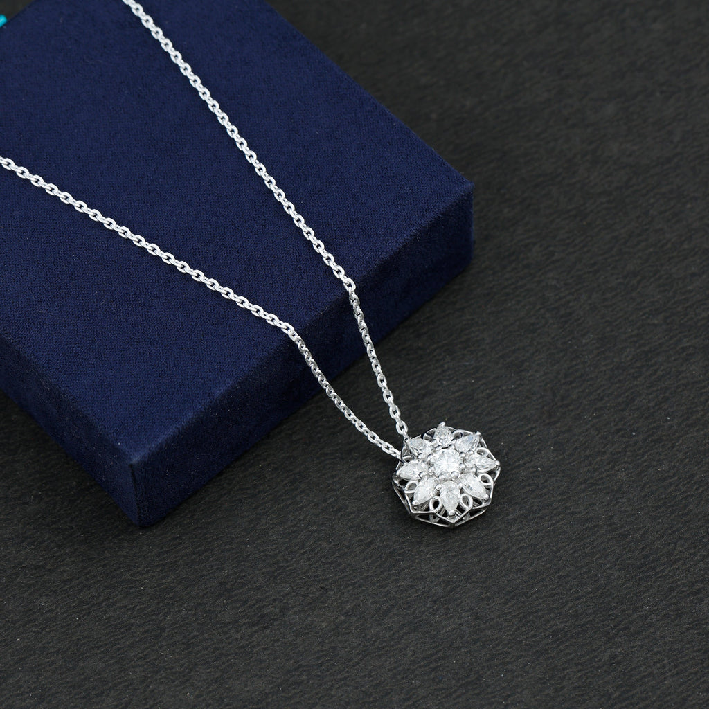 Lab Grown Diamond Statement Flower Necklace