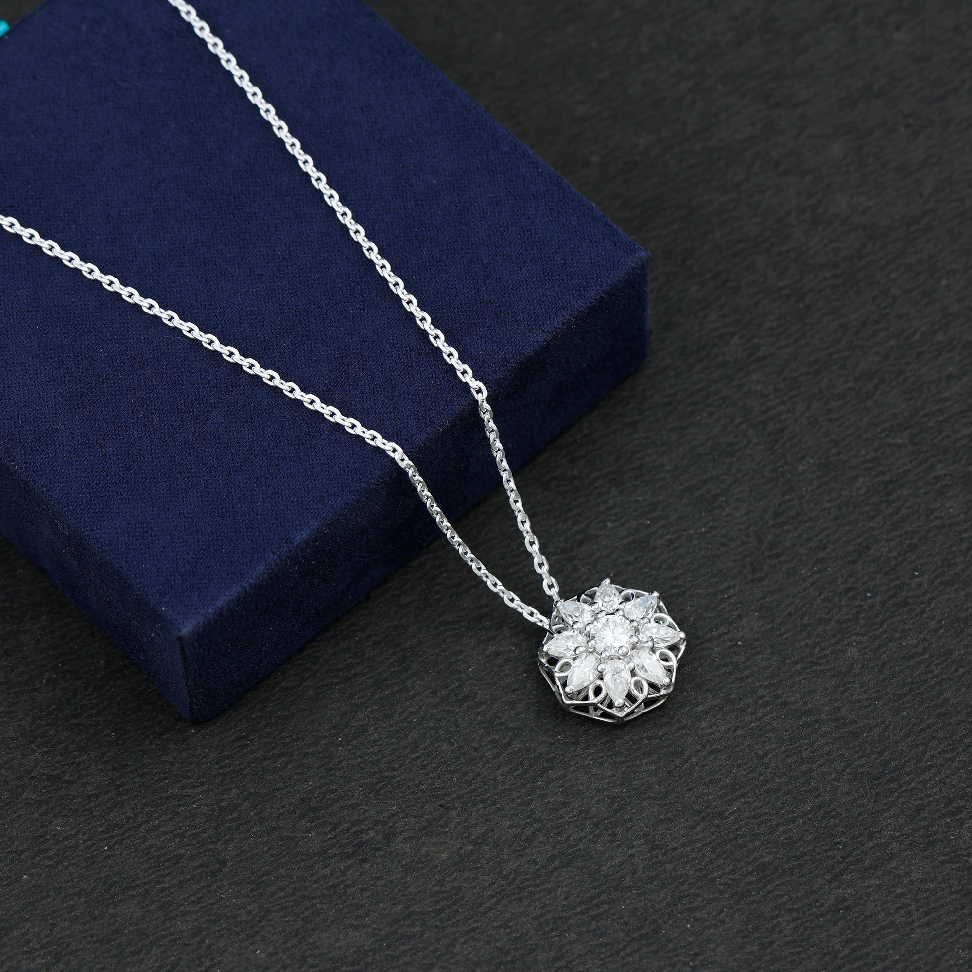 Lab Grown Diamond Statement Flower Necklace
