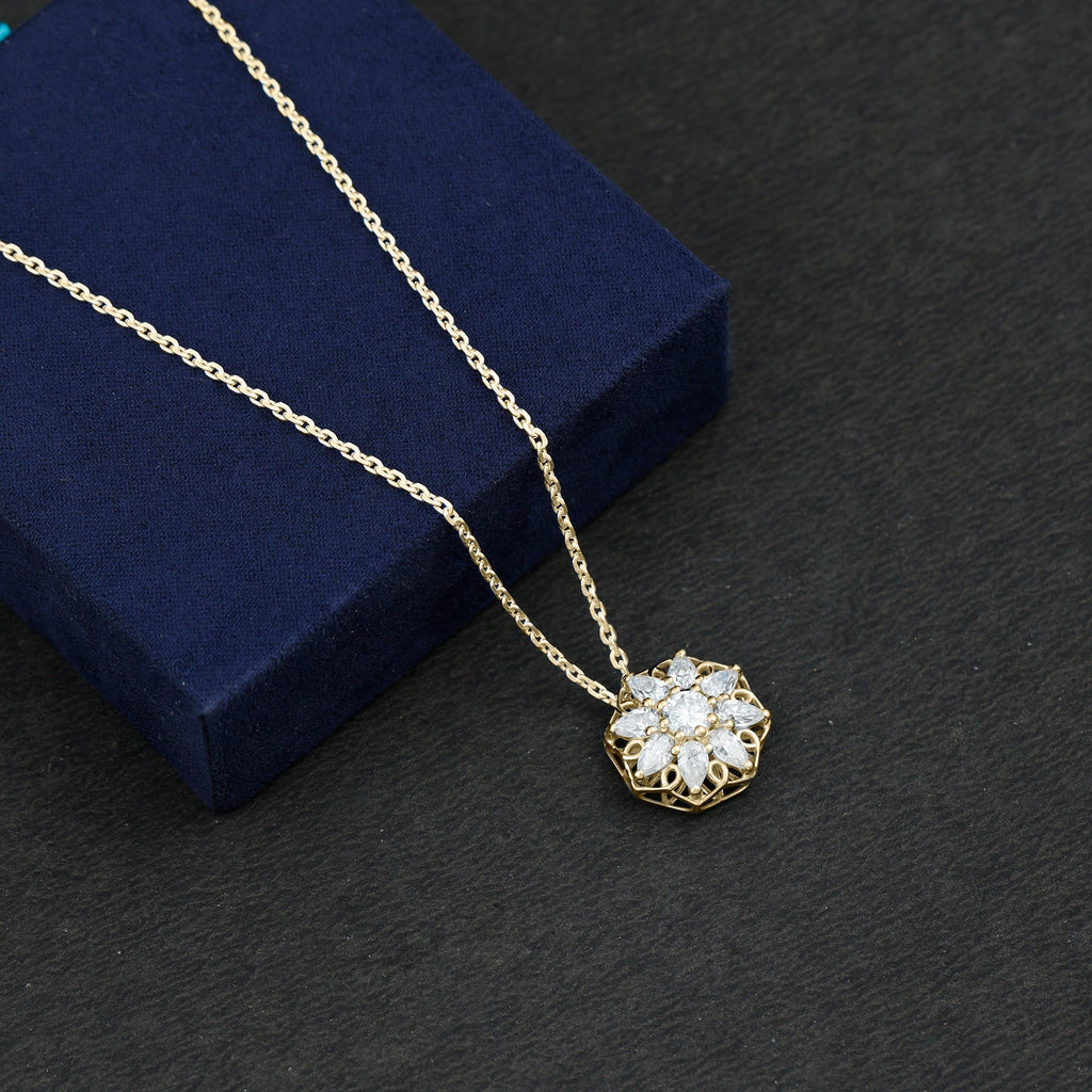 Lab Grown Diamond Statement Flower Necklace