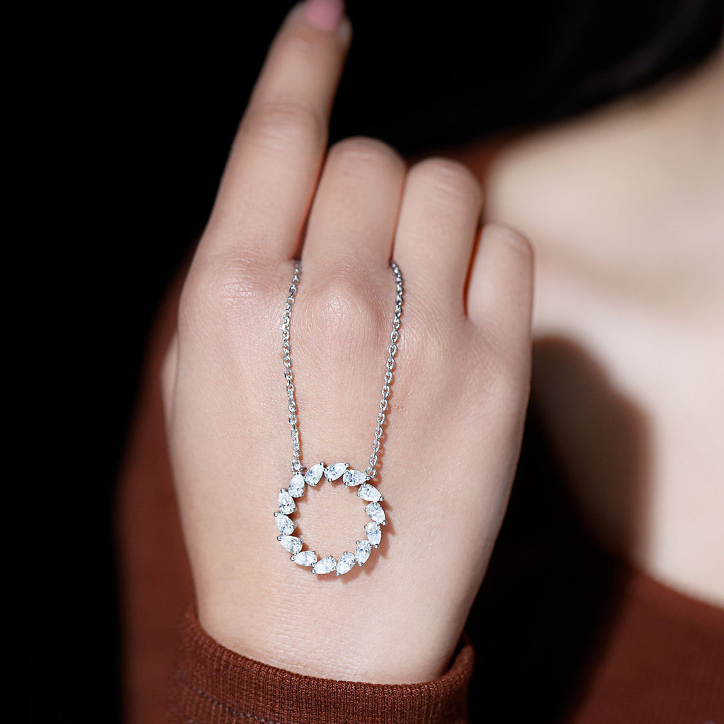 Certified Lab Pear Diamond Eternity Circle Necklace
