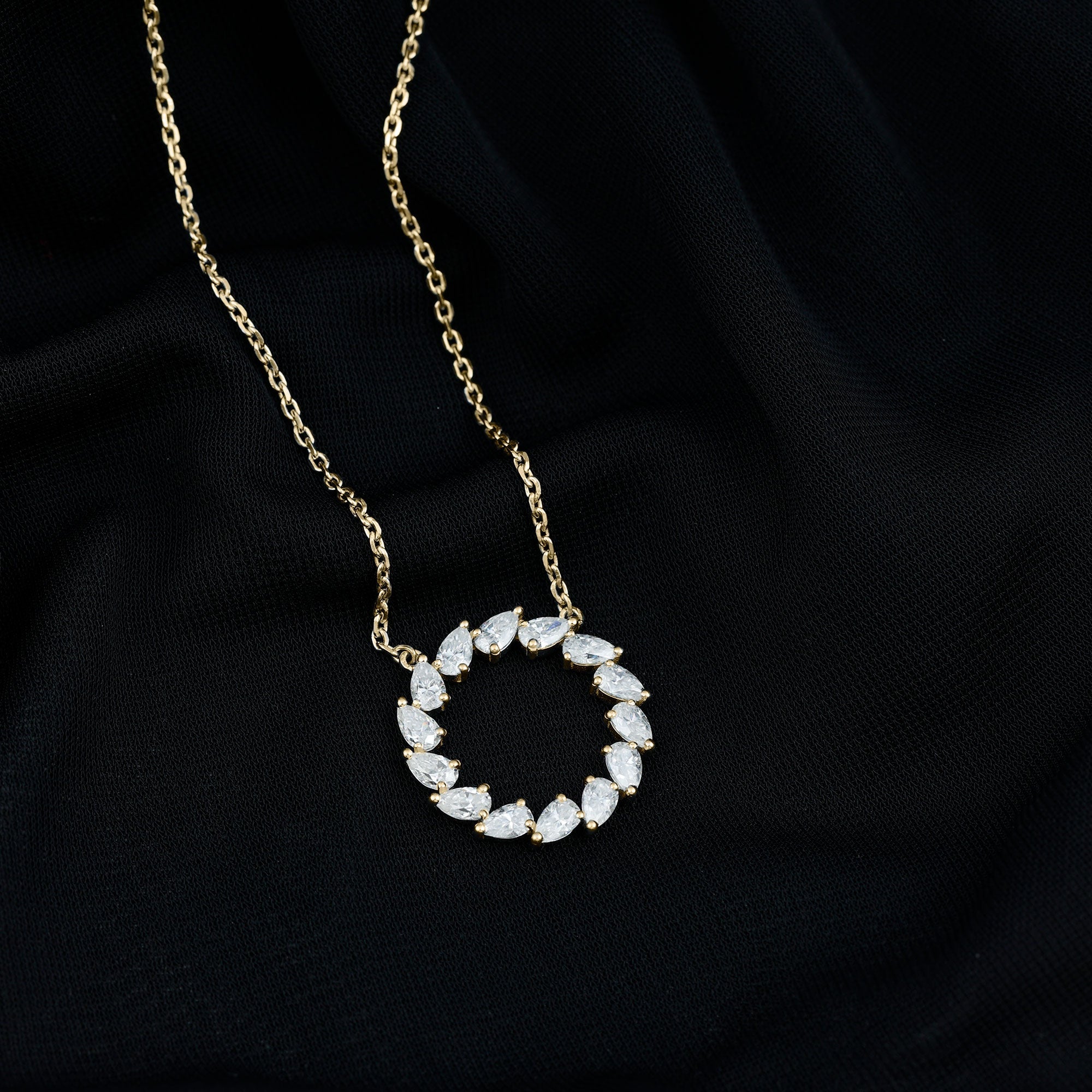 Certified Lab Pear Diamond Eternity Circle Necklace
