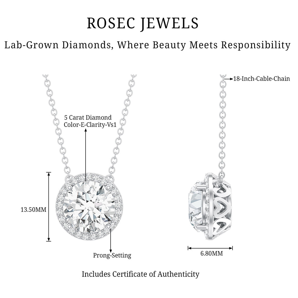 IGI Certified 5 Carat Lab Grown Diamond Wedding Necklace