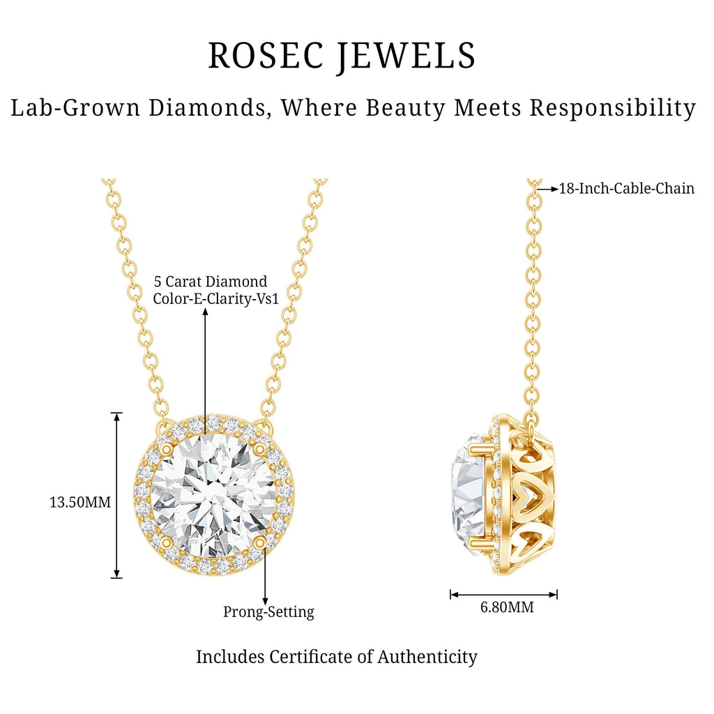 IGI Certified 5 Carat Lab Grown Diamond Wedding Necklace