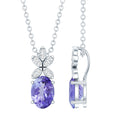 Oval Shaped 1 Carat Tanzanite Pendant Necklace with Diamond Flower