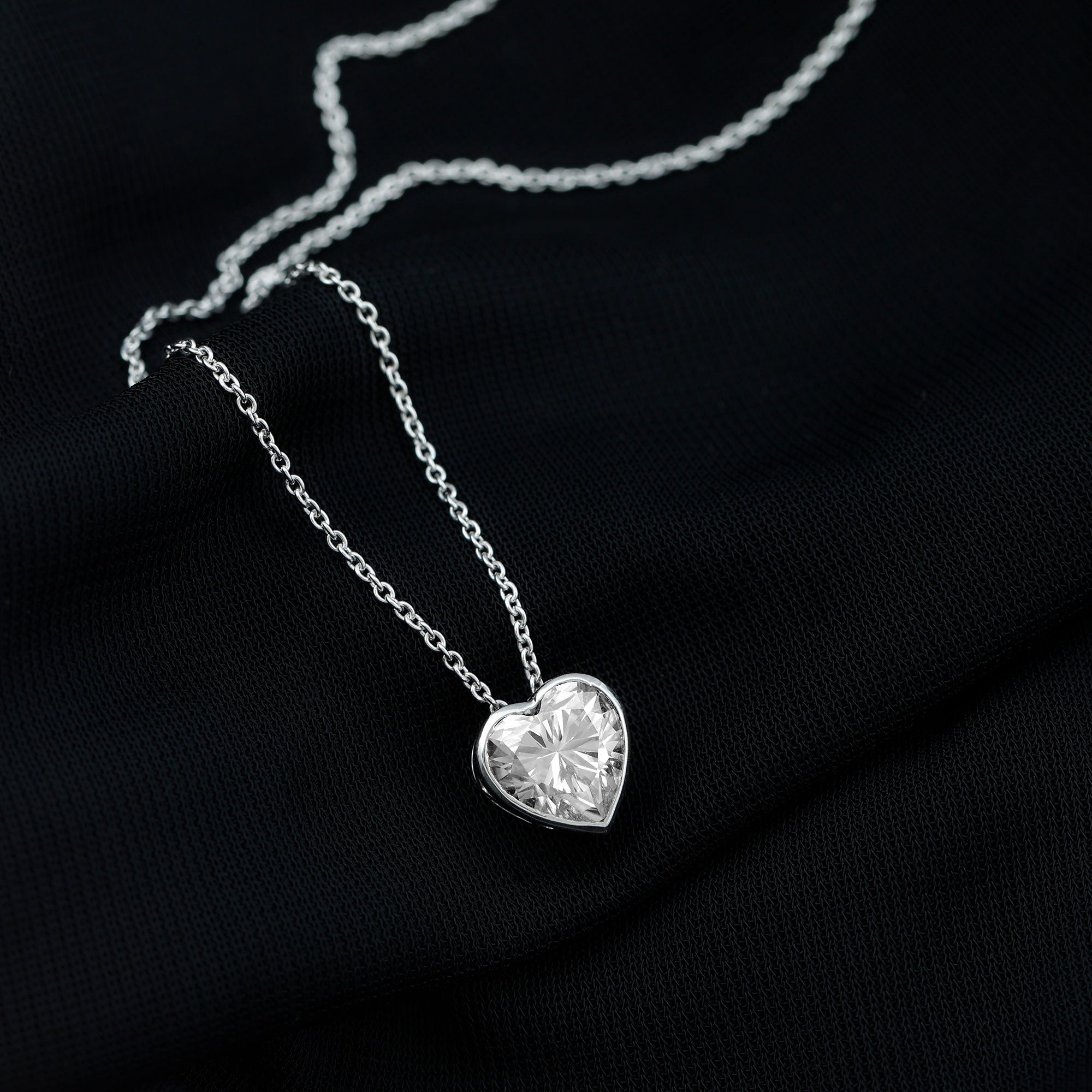 Bezel Set 2 Carat Lab Grown Diamond Heart Locket Necklace for Women