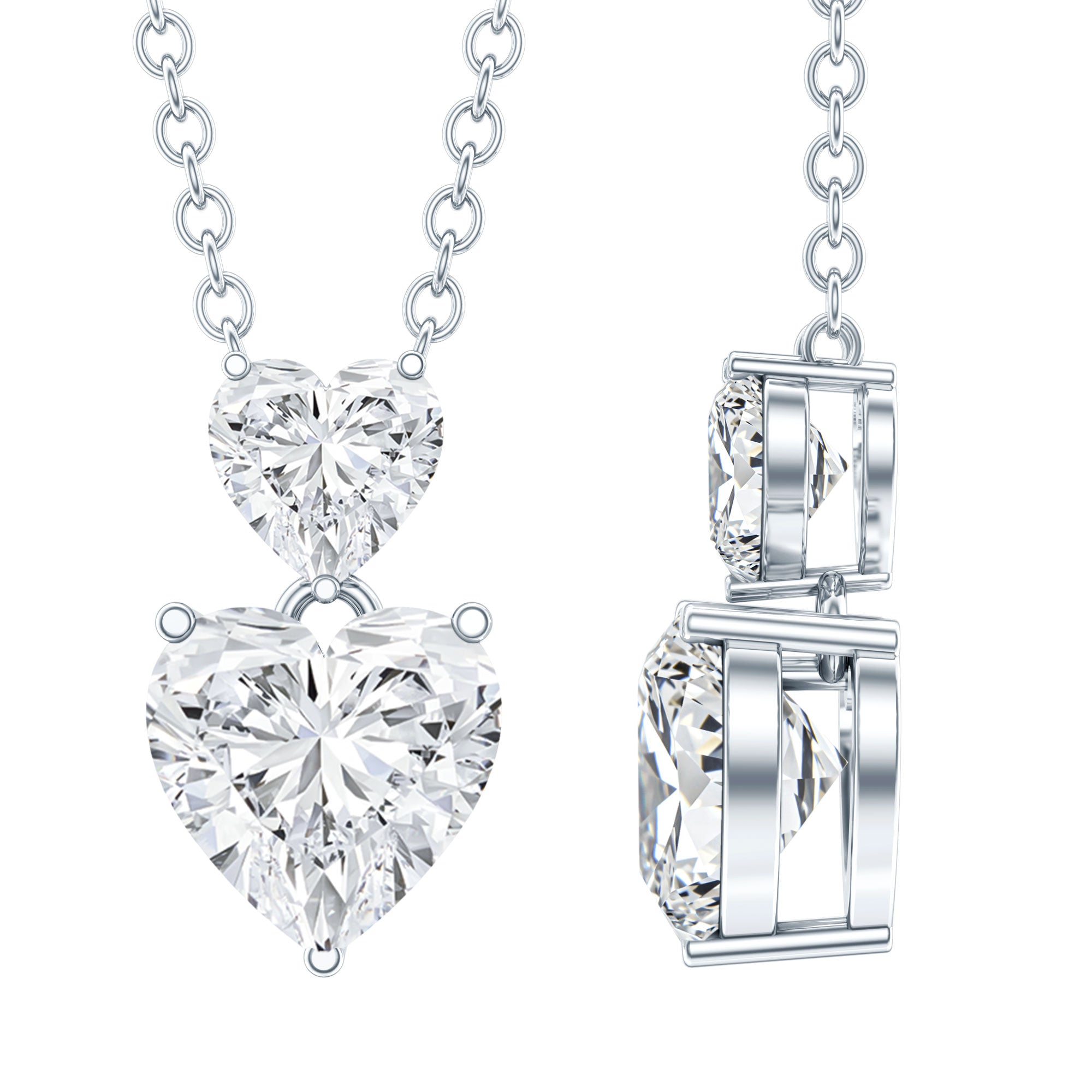 Certified Lab Grown Diamond Double Heart Promise Necklace