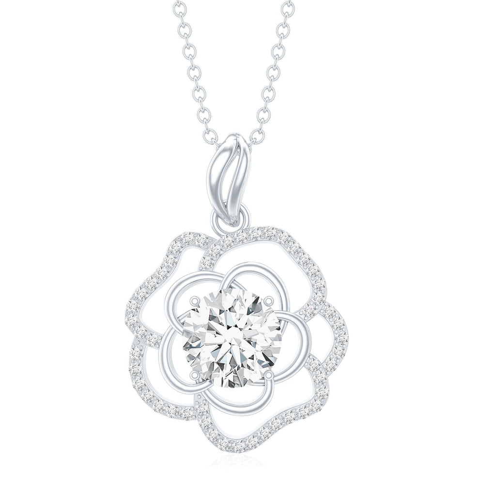 2 Carat Lab Grown Diamond Flower Pendant Necklace