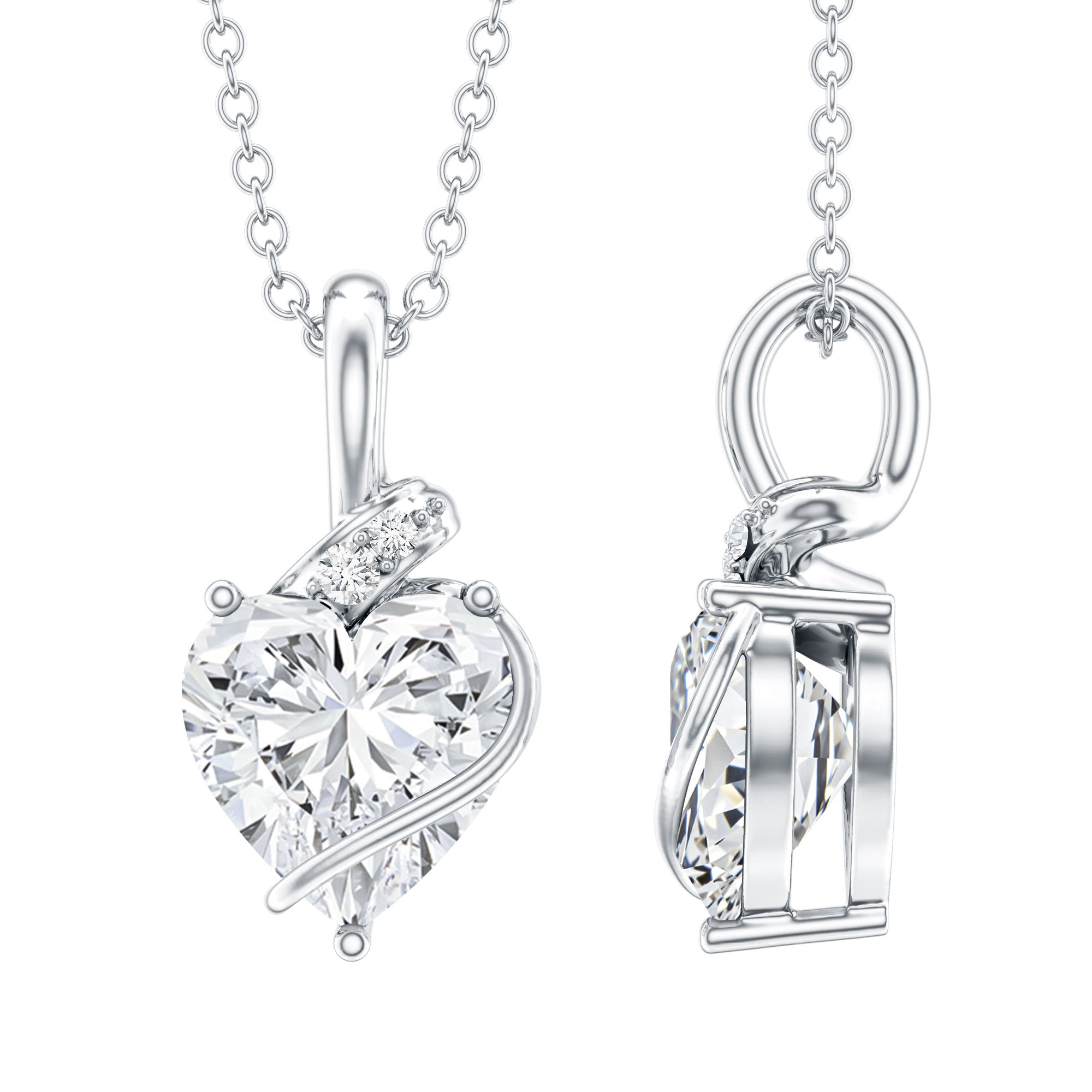 2 Carat Lab Grown Diamond Heart Solitaire Necklace