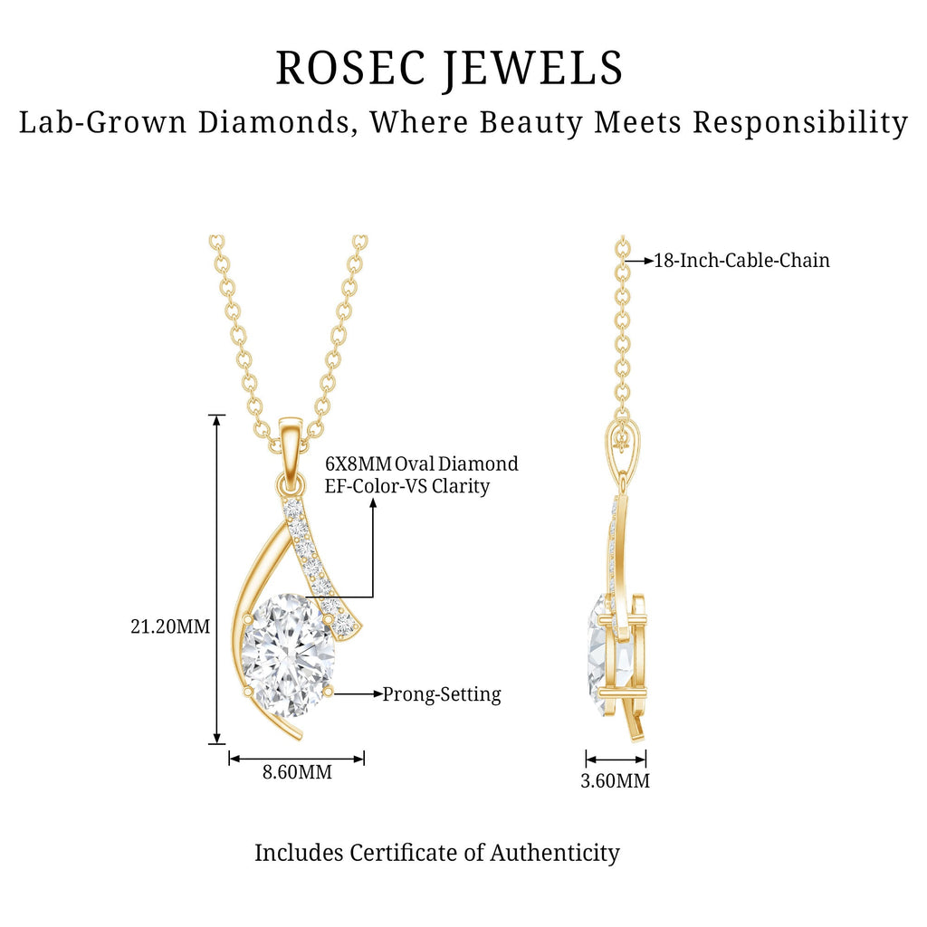 1.2 Carat Oval Lab Grown Diamond Solitaire Necklace