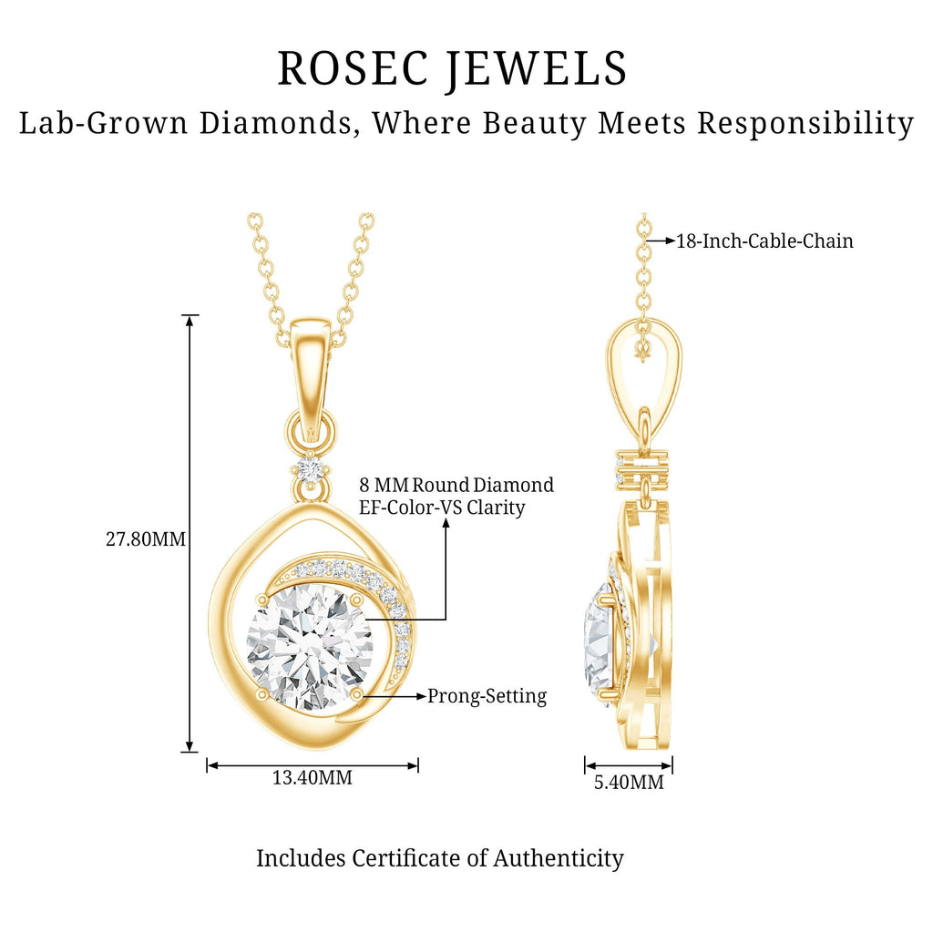 Lab Grown Diamond 2 Carat Solitaire Necklace
