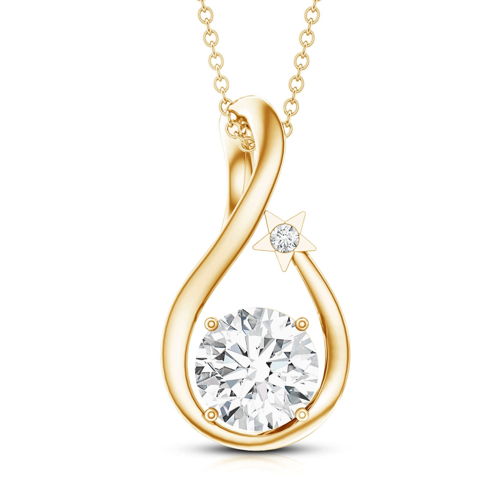 2 Carat Round Solitaire Lab Grown Diamond Teardrop Necklace