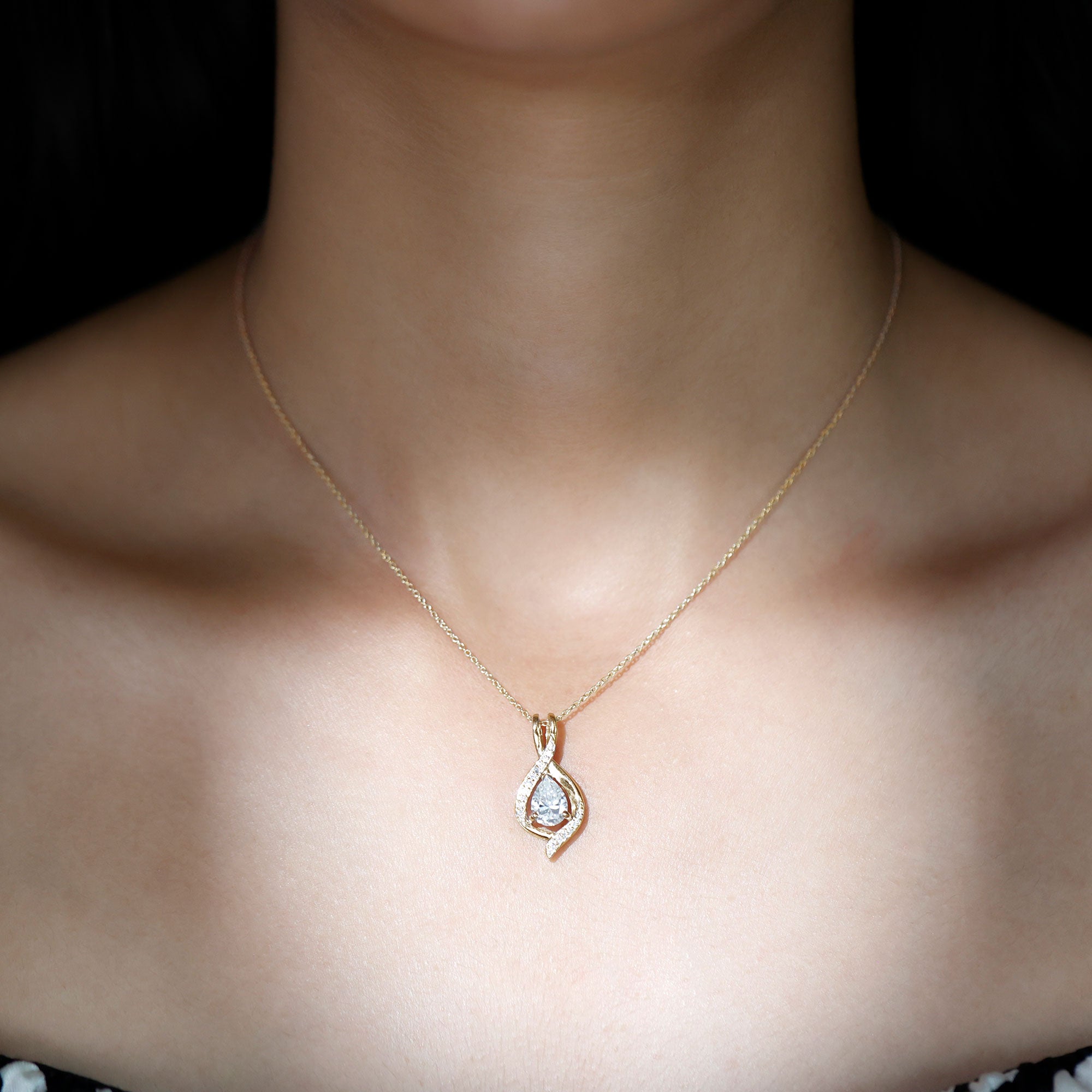 Lab Grown Diamond Teardrop Bridal Wedding Necklace