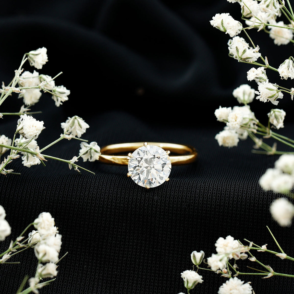 2 Carat Lab Grown Diamond Solitaire Engagement Ring with Hidden Halo