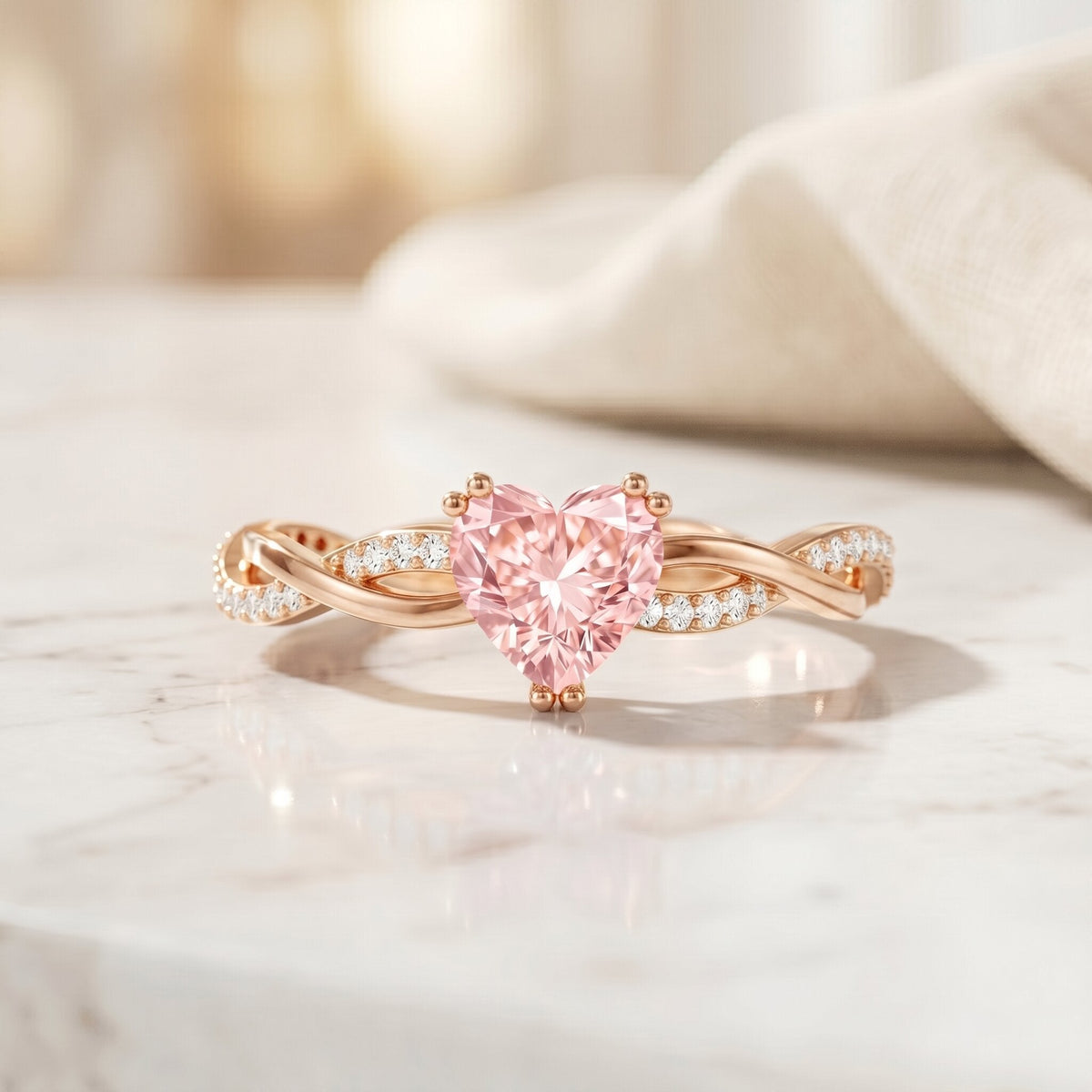 The Counterpoint — Pink Diamond Heart Engagement Ring