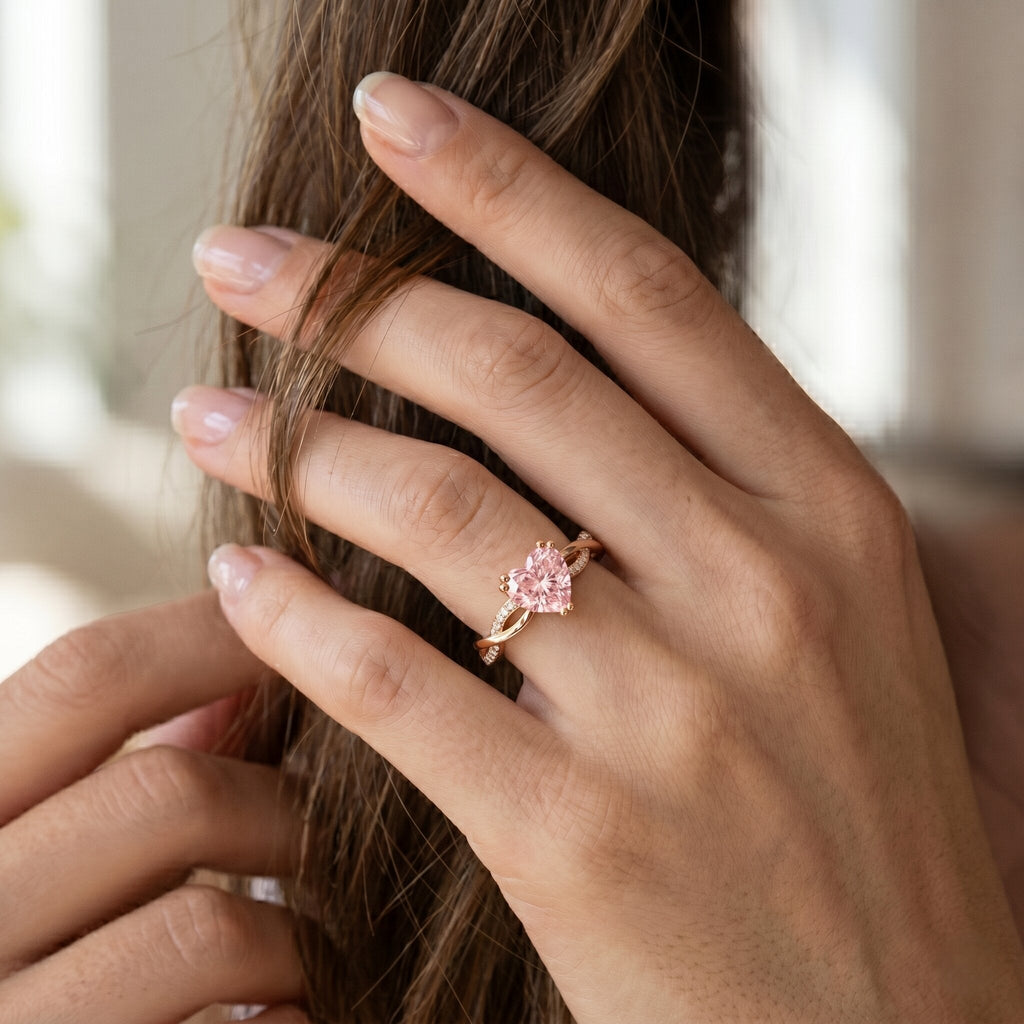 The Counterpoint — Pink Diamond Heart Engagement Ring
