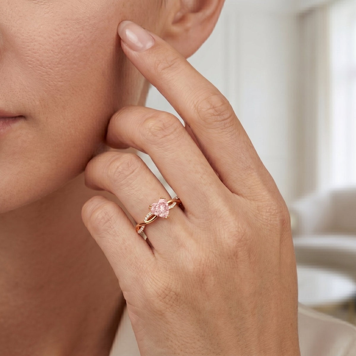 The Counterpoint — Pink Diamond Heart Engagement Ring
