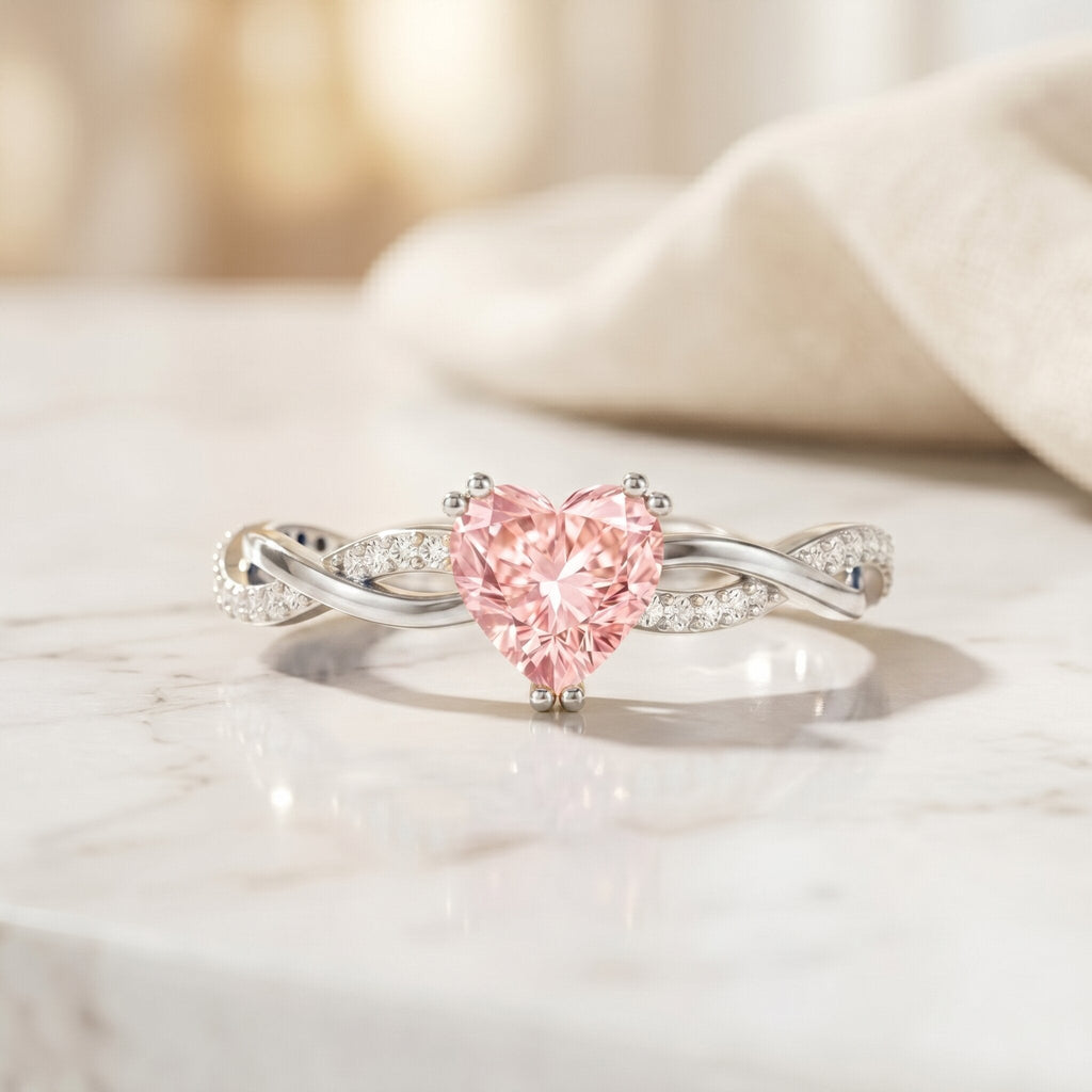 The Counterpoint — Pink Diamond Heart Engagement Ring