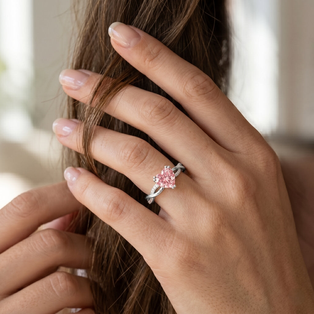 The Counterpoint — Pink Diamond Heart Engagement Ring