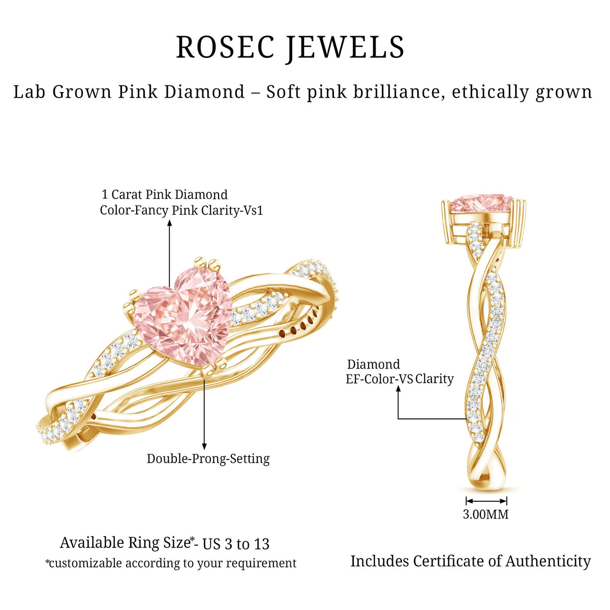 The Counterpoint — Pink Diamond Heart Engagement Ring