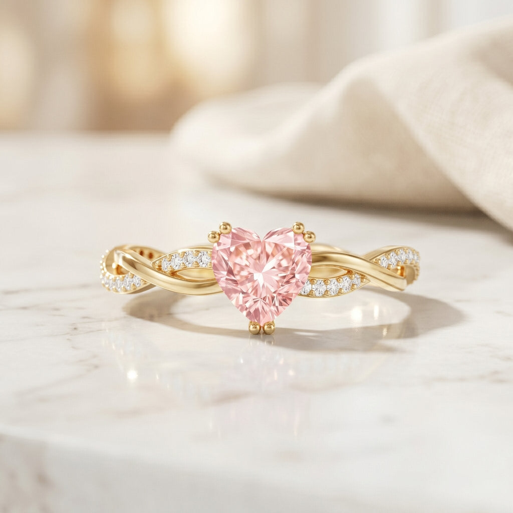 The Counterpoint — Pink Diamond Heart Engagement Ring