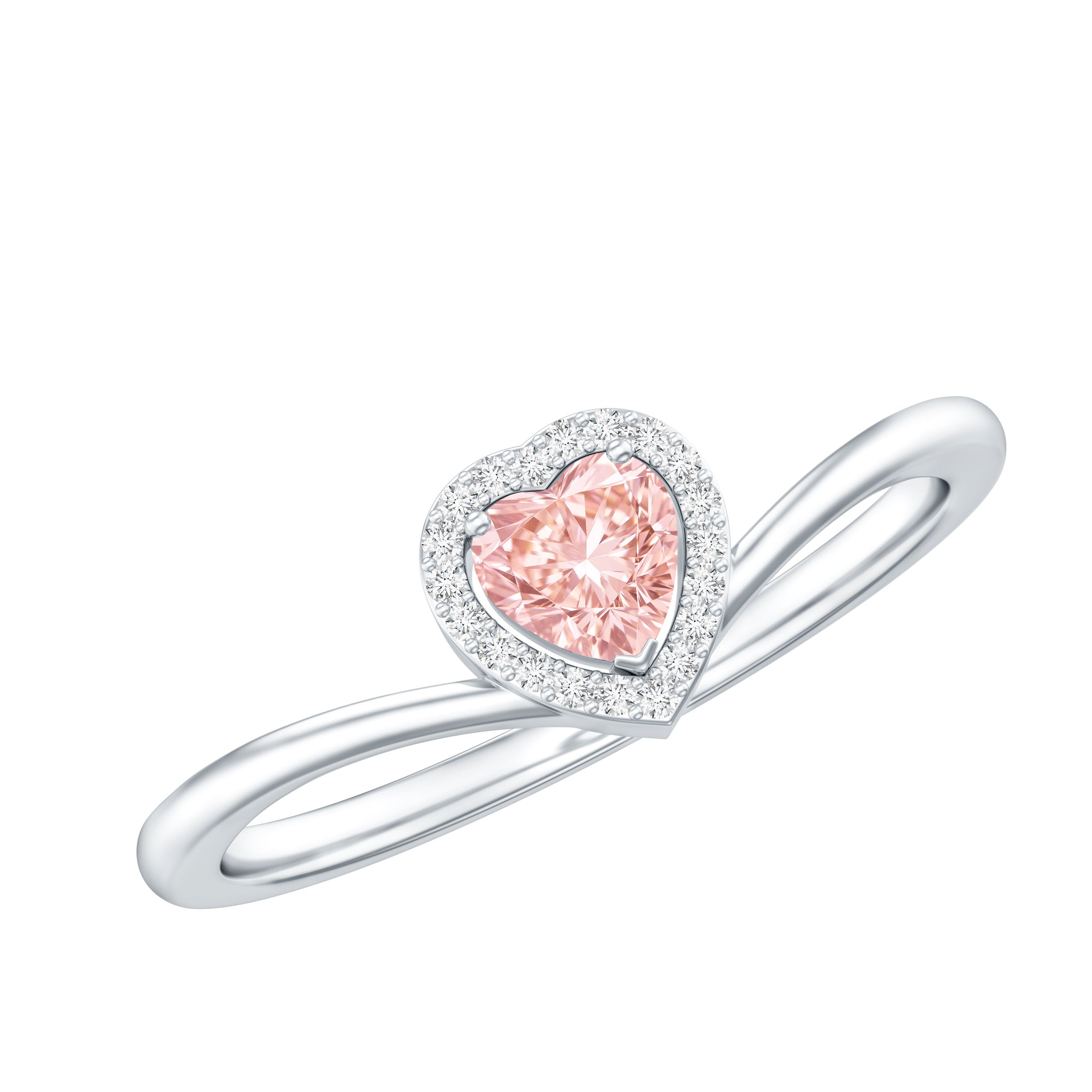 IGI Certified Lab Grown Pink Diamond Heart Promise Ring with Halo