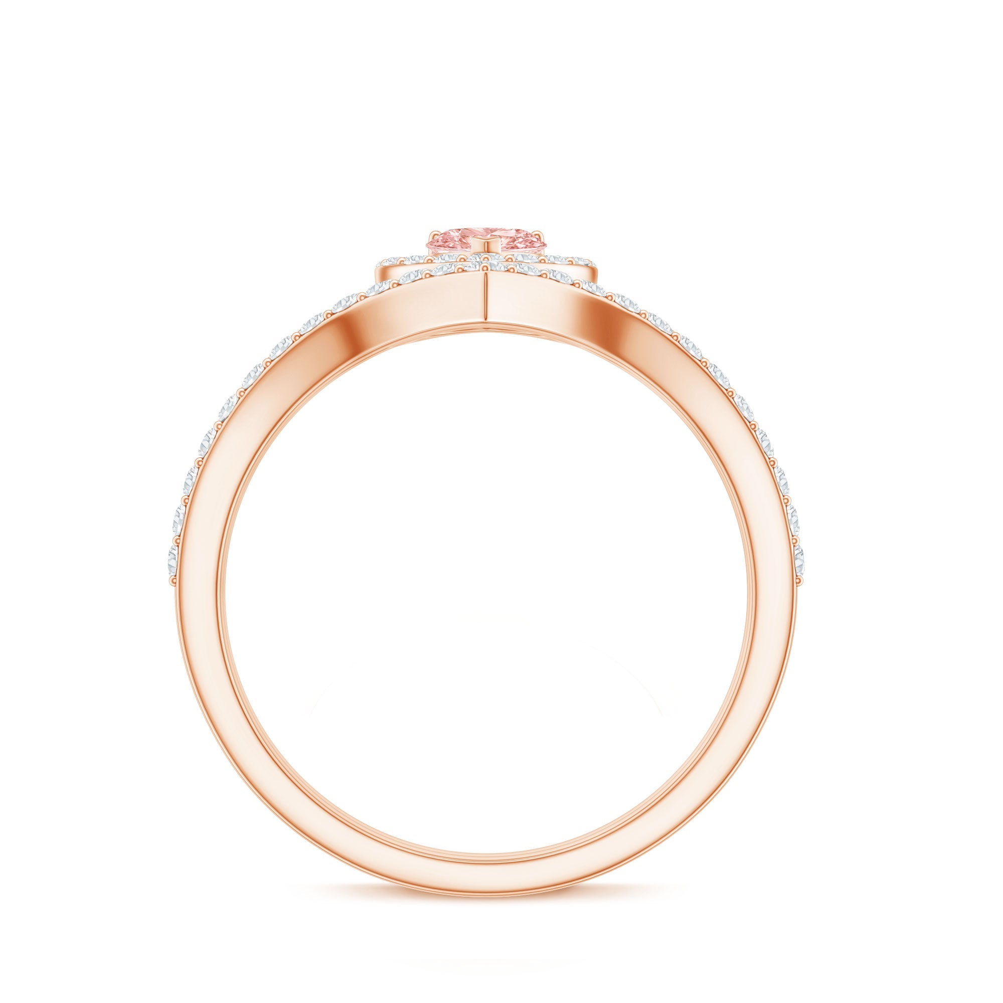 Heart Shape Lab Grown Pink and White Diamond Wedding Ring Set with IGI Certificate
