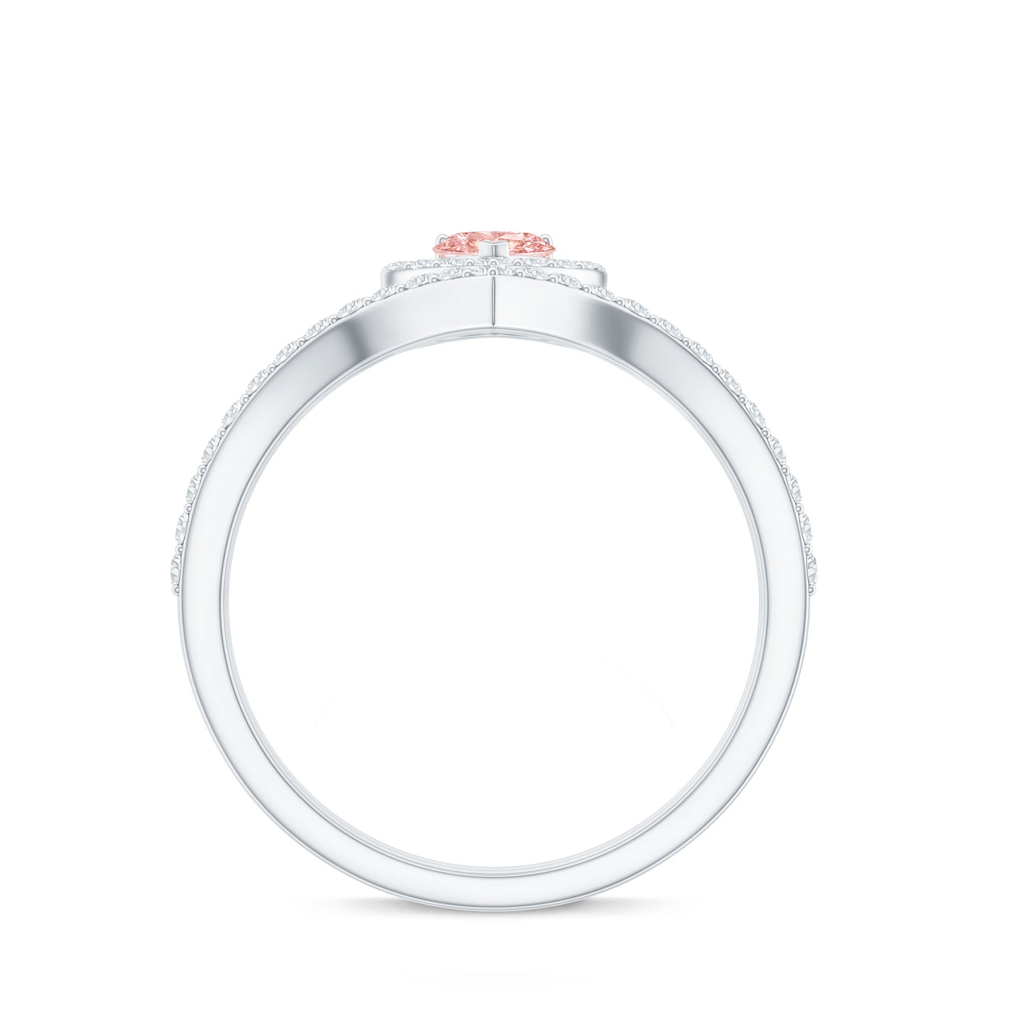 Heart Shape Lab Grown Pink and White Diamond Wedding Ring Set with IGI Certificate