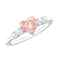 IGI Certified 1 Carat Lab Grown Pink and White Diamond Heart Promise Ring for Her