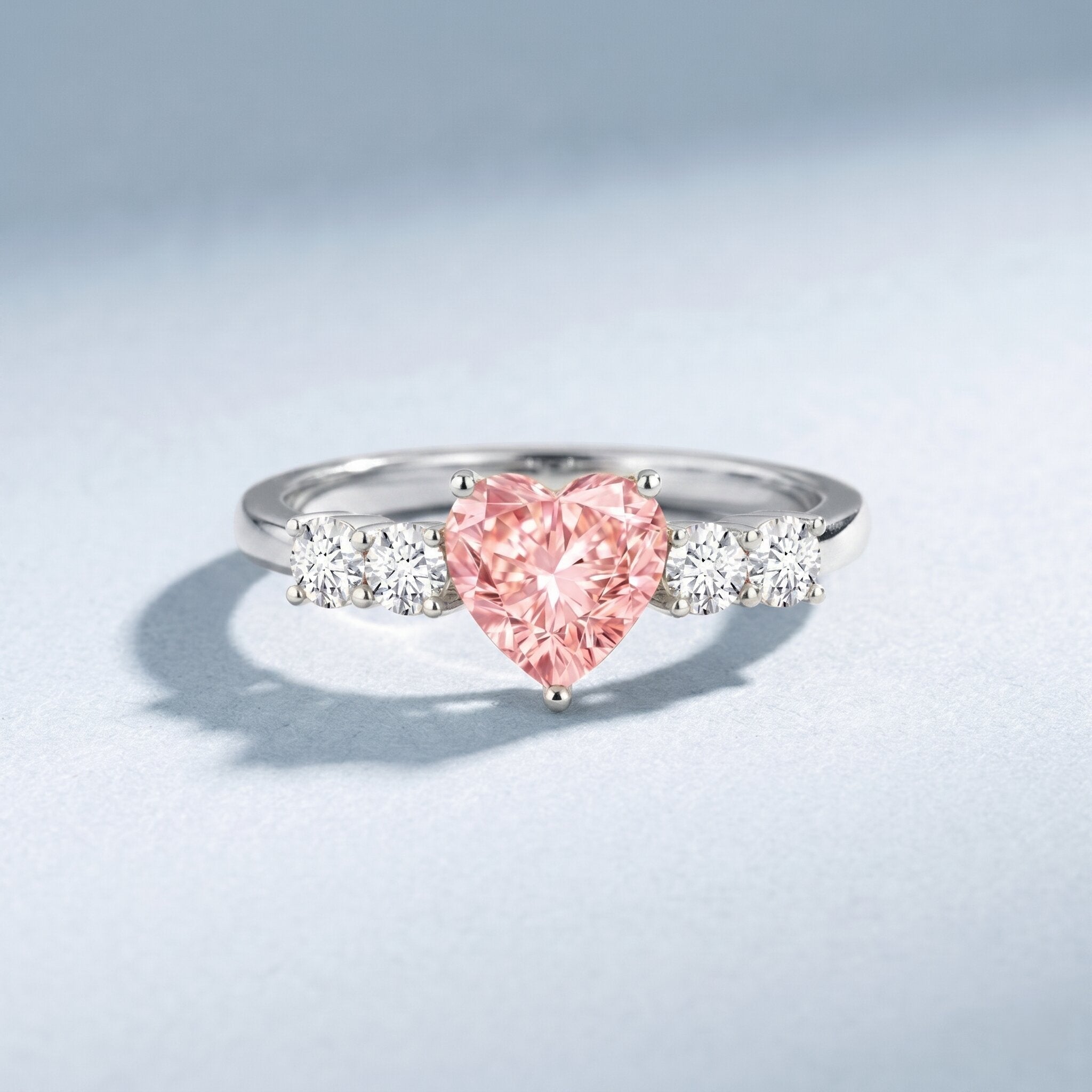 IGI Certified 1 Carat Lab Grown Pink and White Diamond Heart Promise Ring for Her