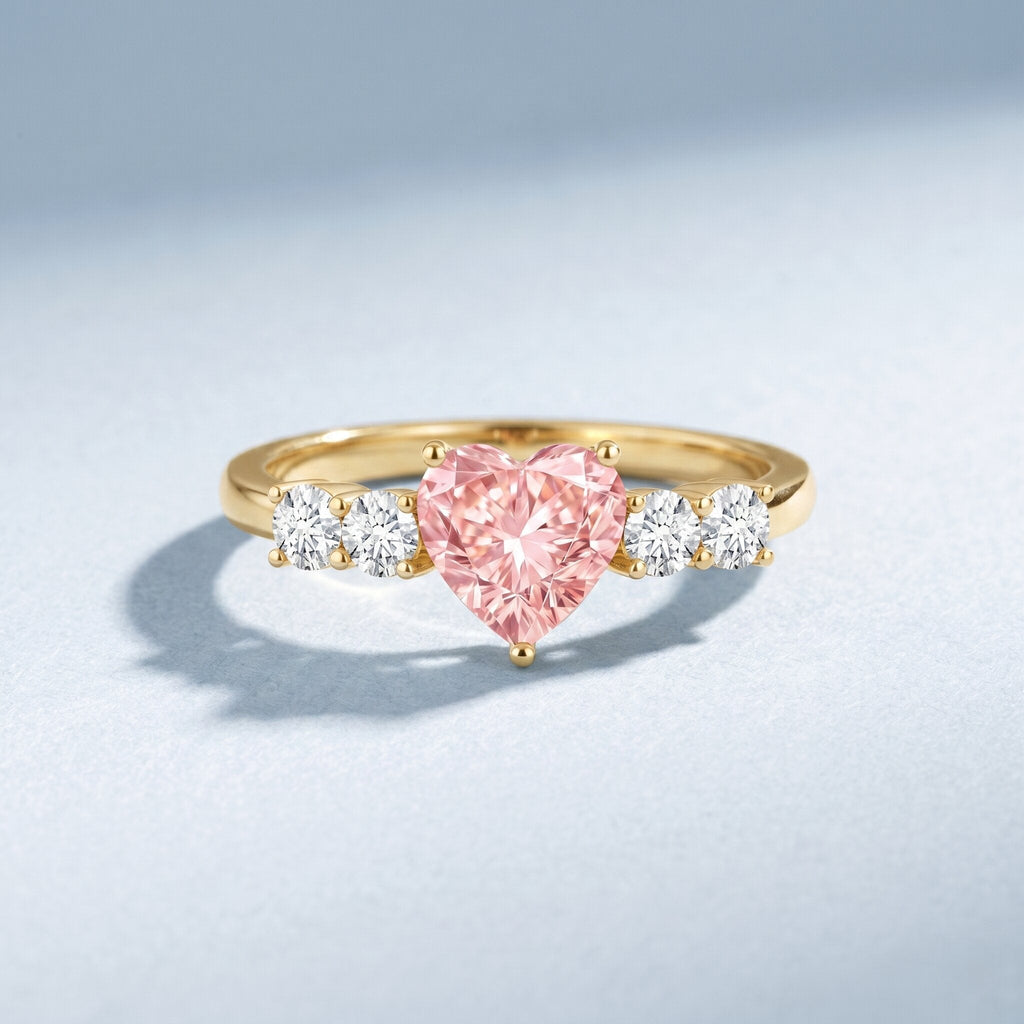 IGI Certified 1 Carat Lab Grown Pink and White Diamond Heart Promise Ring for Her