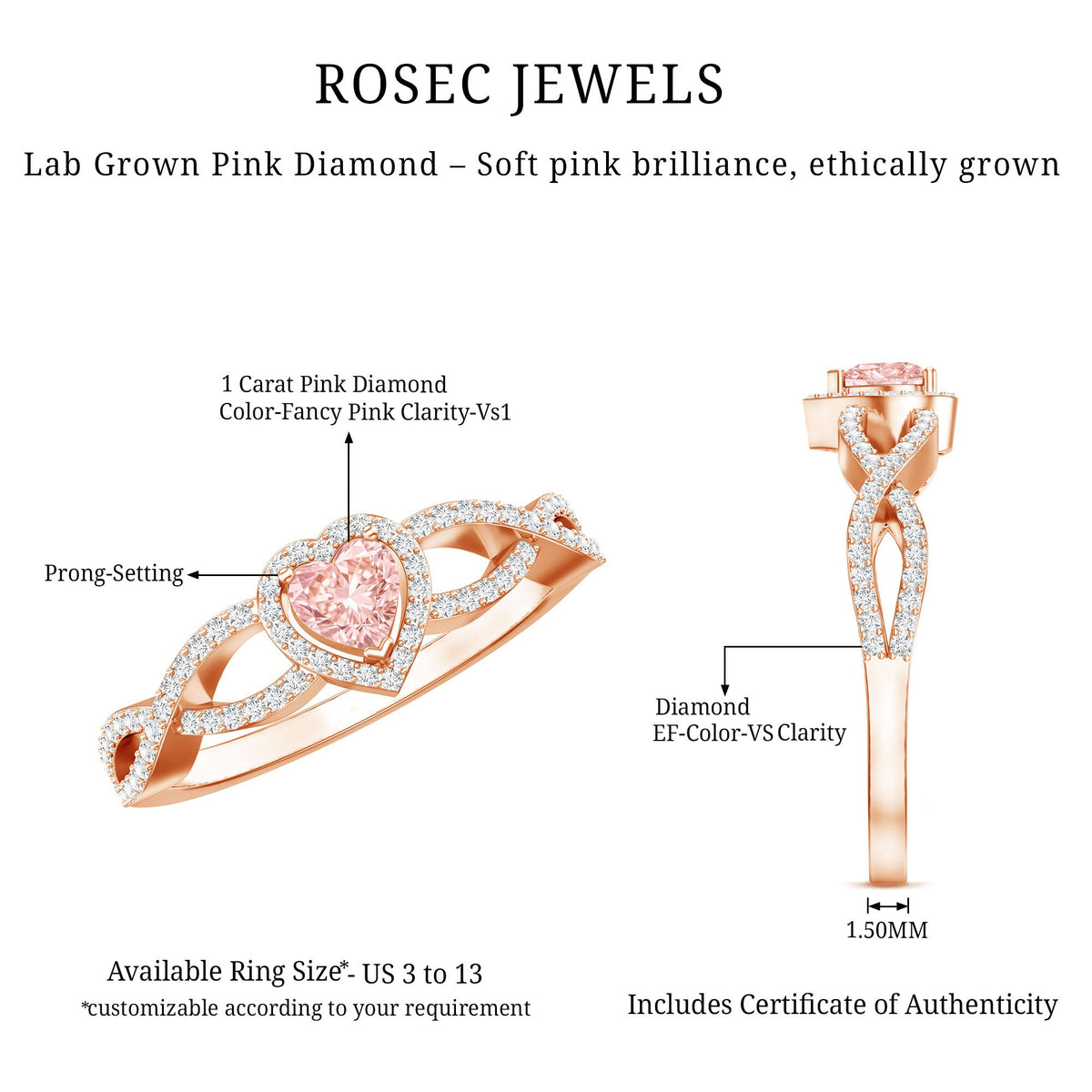 The Entwine — Pink Diamond Heart Engagement Ring