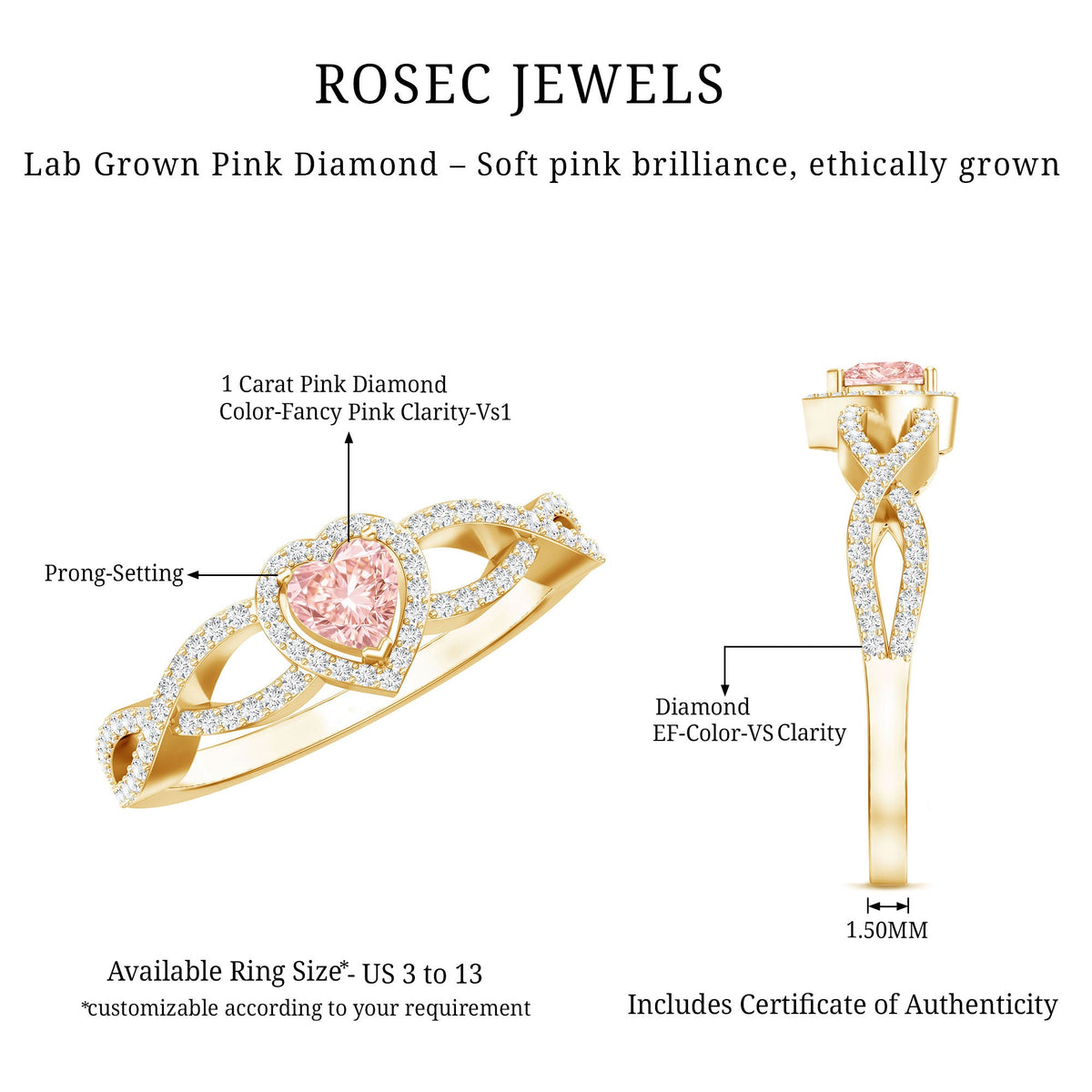 The Entwine — Pink Diamond Heart Engagement Ring